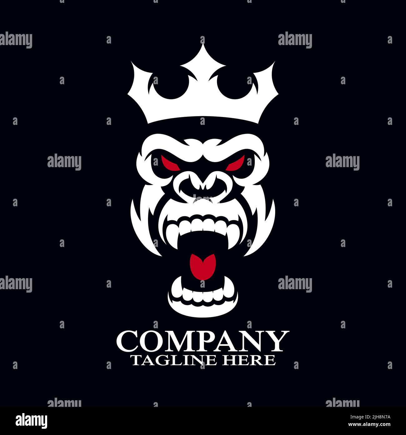 Modern angry gorilla king logo. Vector illustration Stock Vector