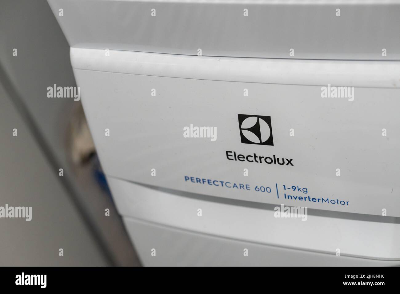 An Electrolux brand laundry machine in Poznan, Poland Stock Photo