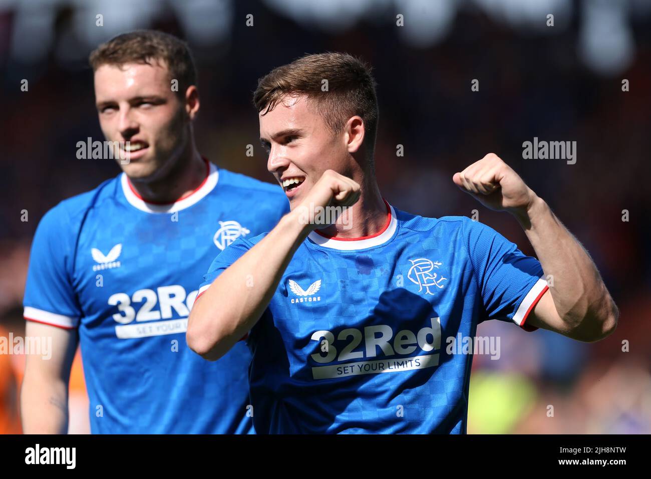 Rangers' Charlie McCann celebrates scoring their side's second goal of