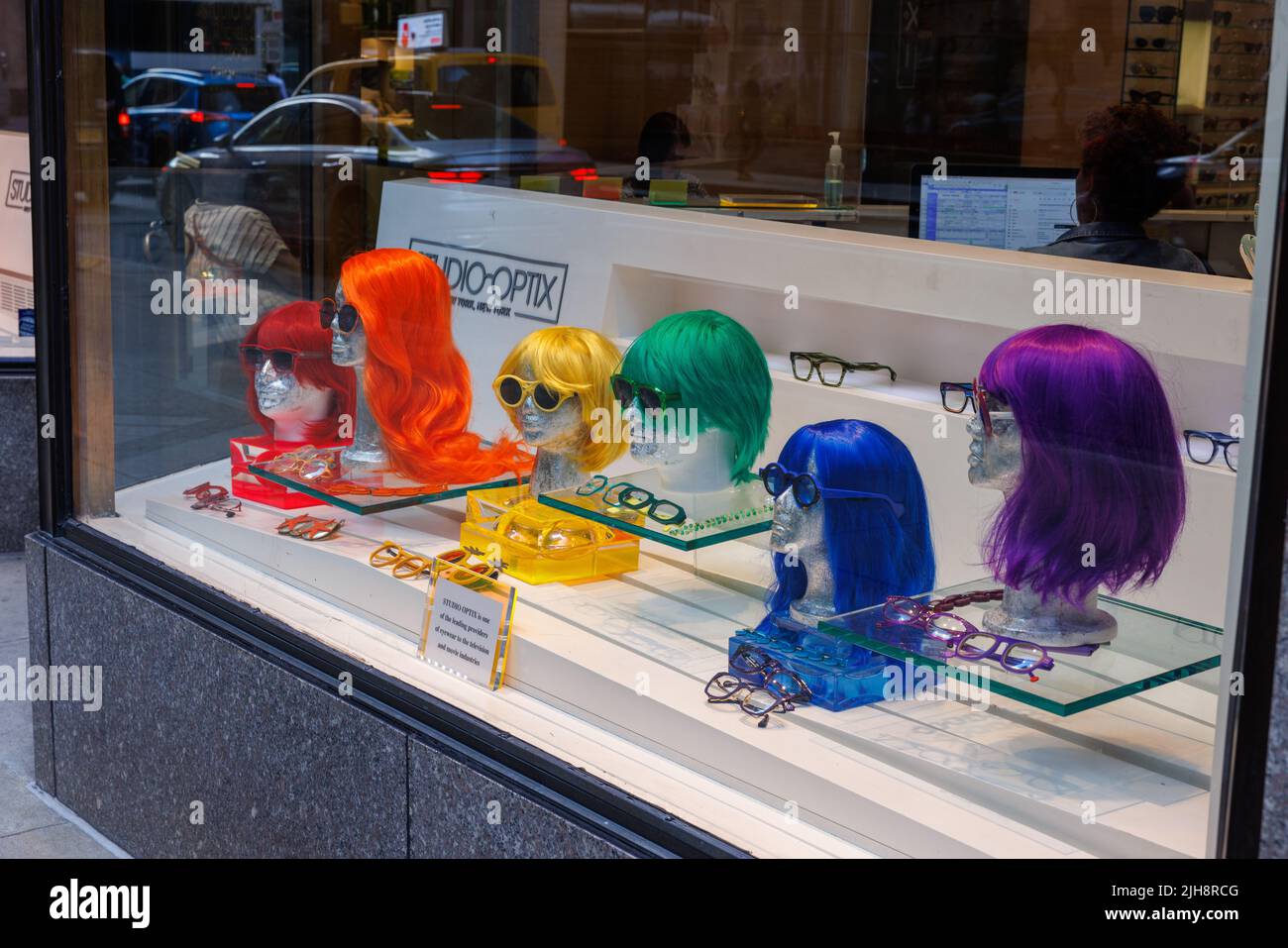 The Studio Optix rainbow sunglasses display at Rockefeller Center Stock ...