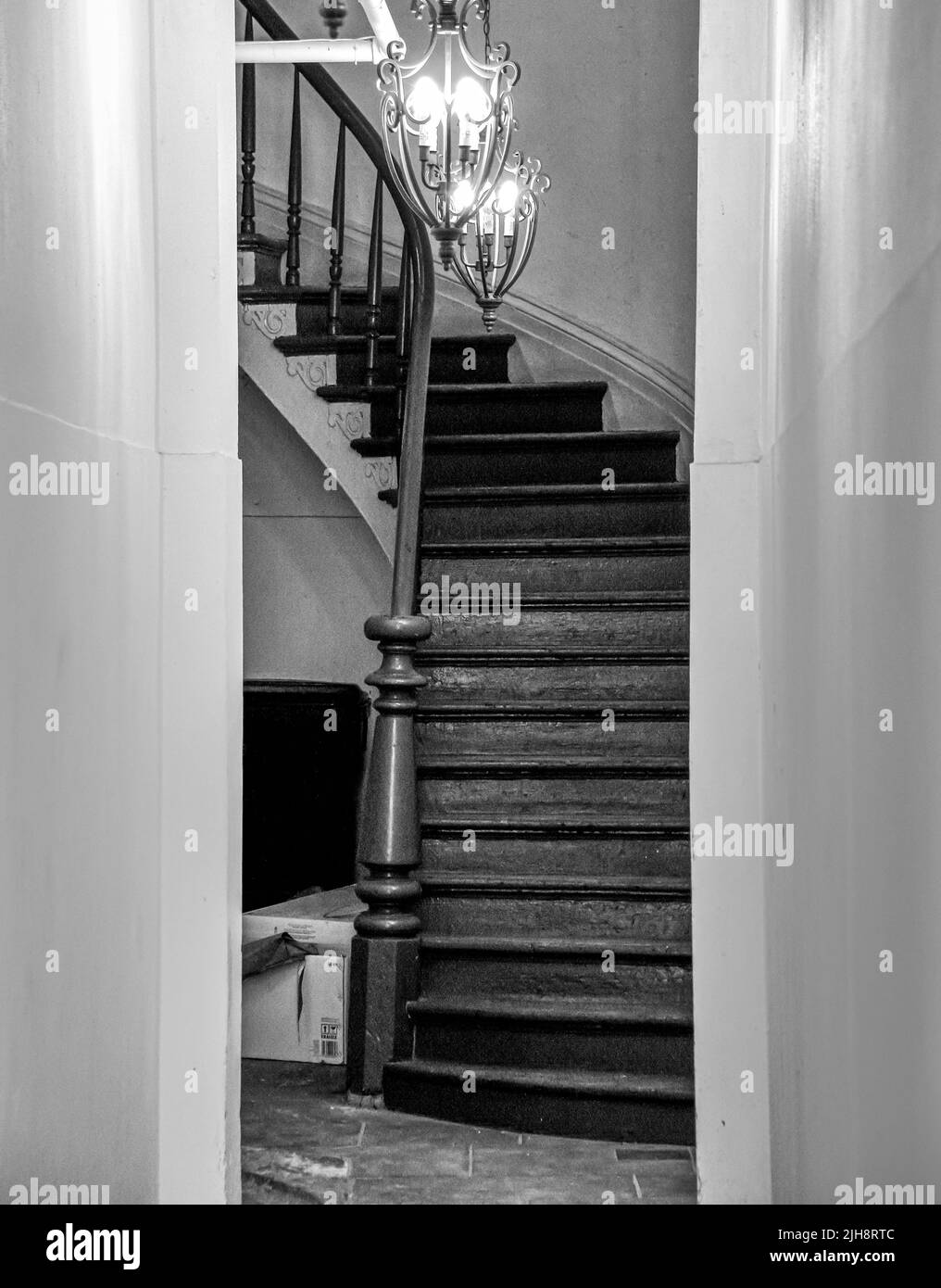 Interior stairs in house Black and White Stock Photos & Images - Alamy