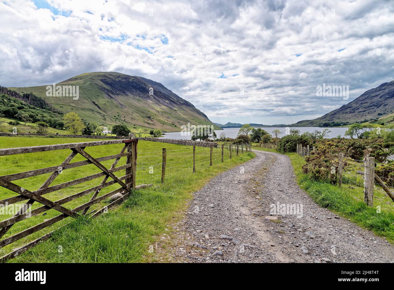 A track leading down to Wastwater lake and screes on a summers day in Wasdale Lake District National Park Cumbria England UK Stock Photo