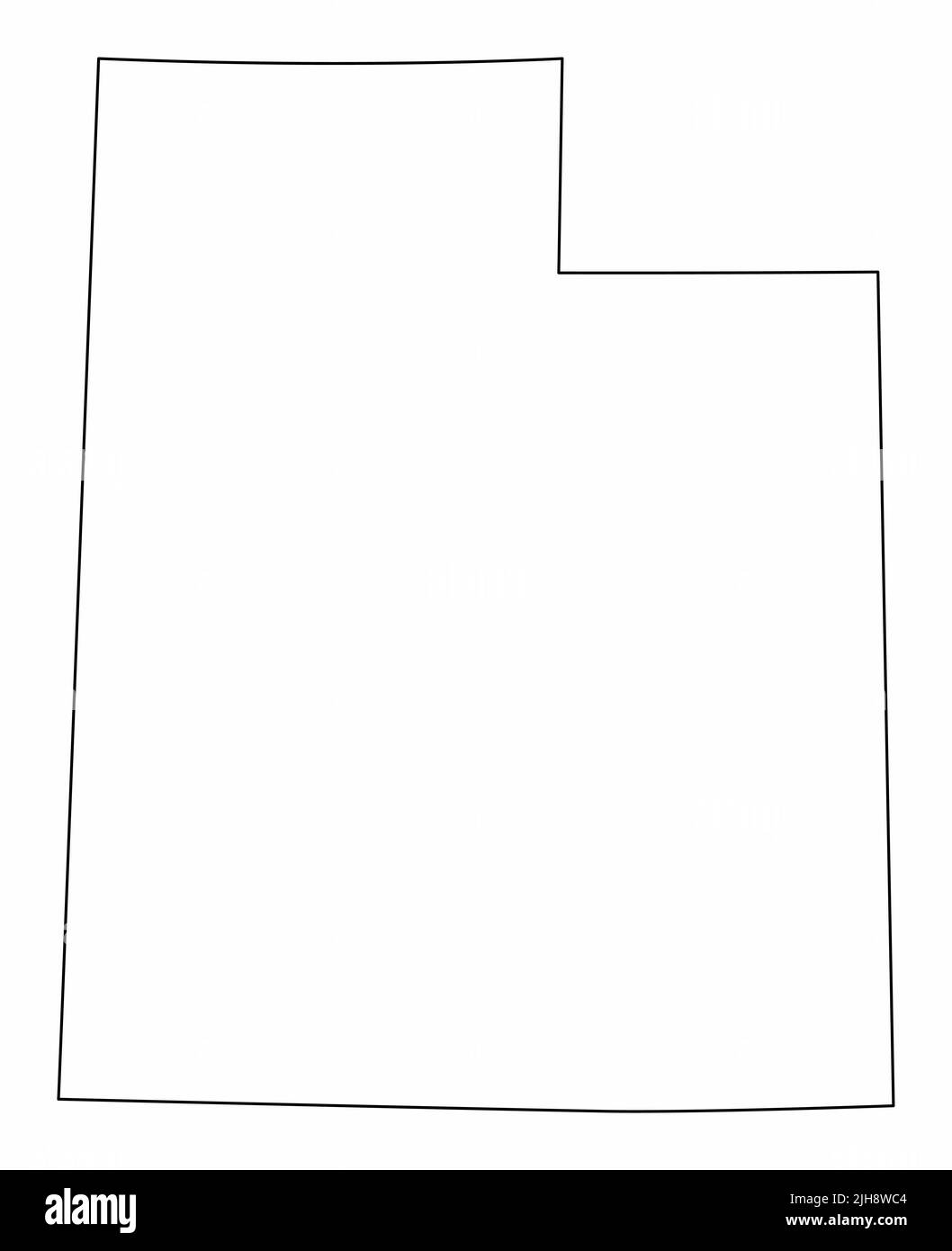 Utah State isolated map. Black outlines on white background Stock