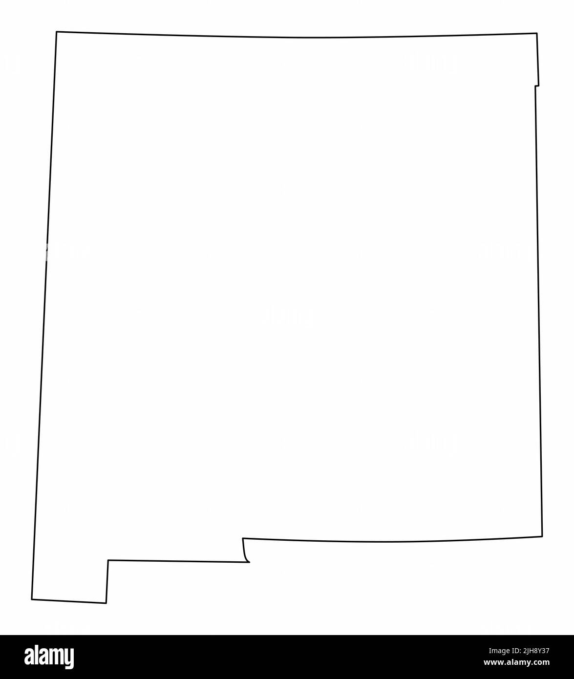 New Mexico State isolated map. Black outlines on white background Stock