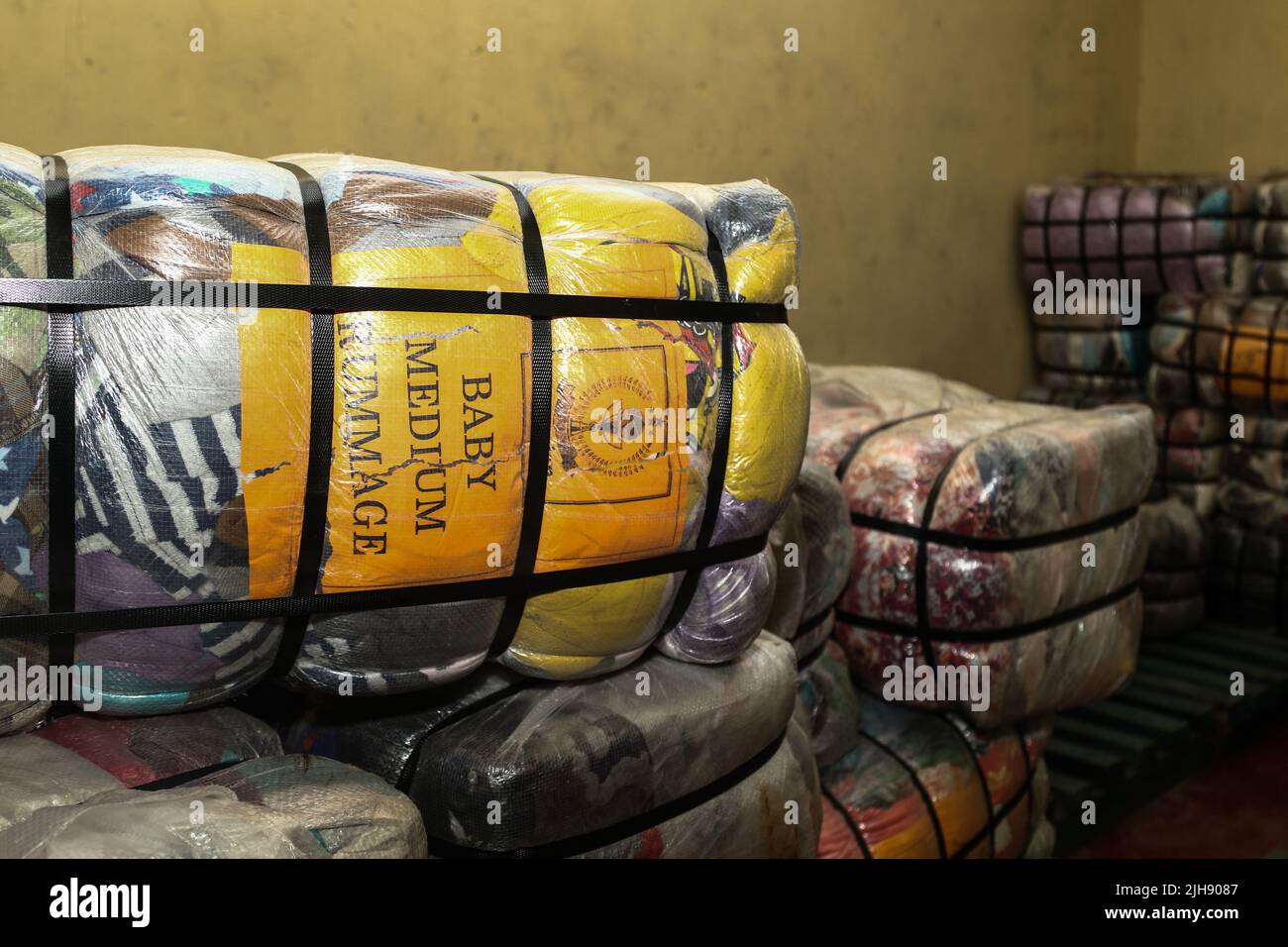 Bales of secondhand clothes, locally known as ''mitumba'' are seen at