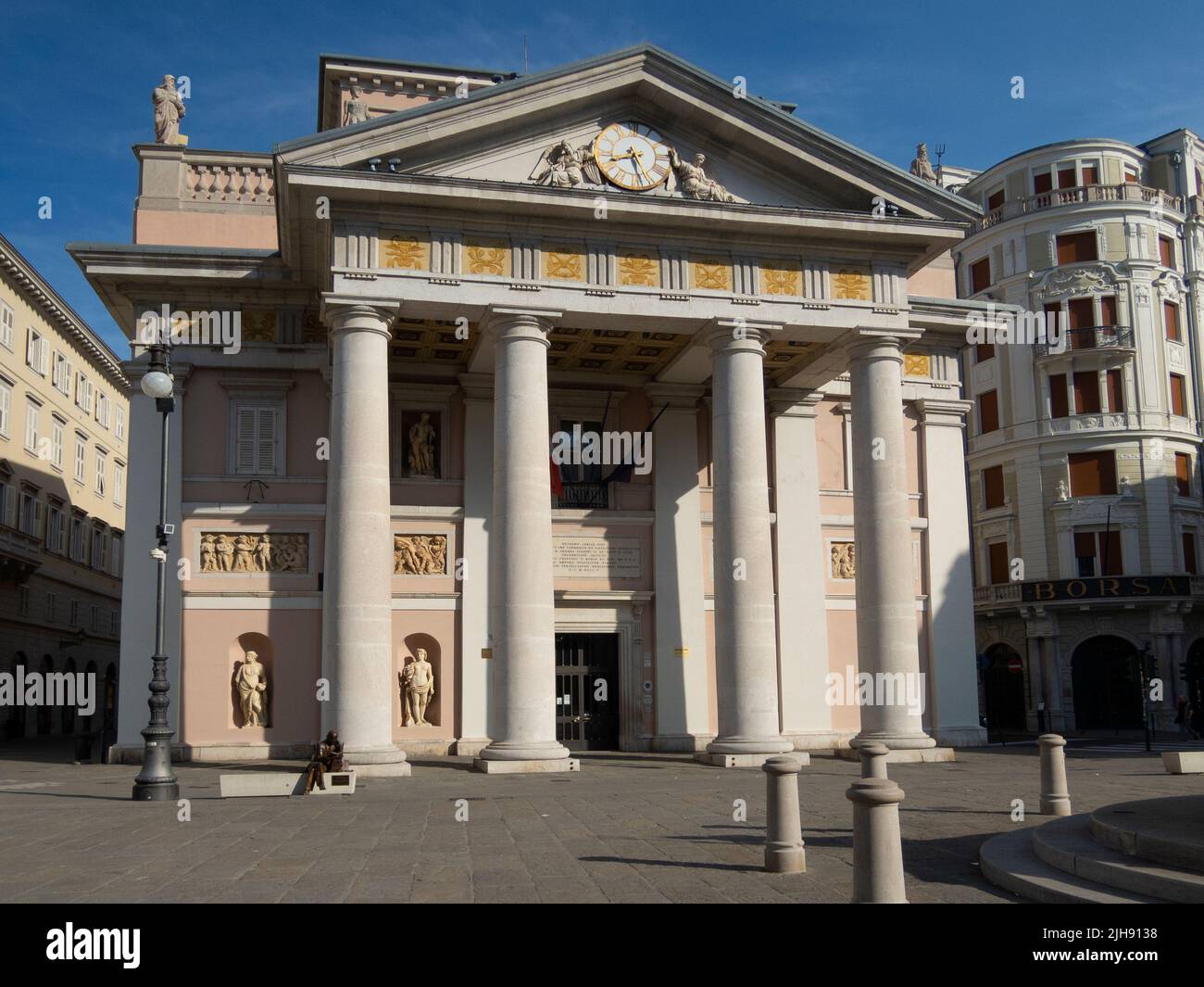The Verdi Theatre, (Teatro Verdi, 1801, architects Giannantonio Selva and Matteo Pertsc), Trieste, Italy Stock Photo