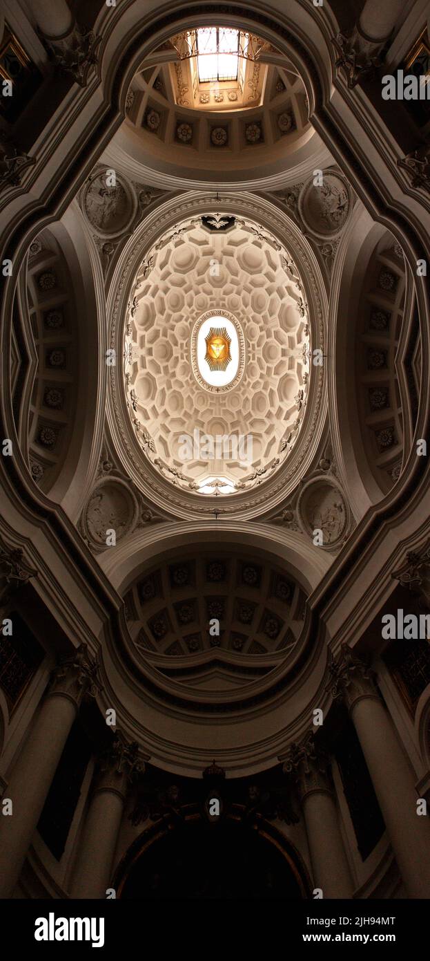 Interior view of the dome of San Carlo alle Quattro Fontane church by Italian architect Francesco Borromini. Stock Photo