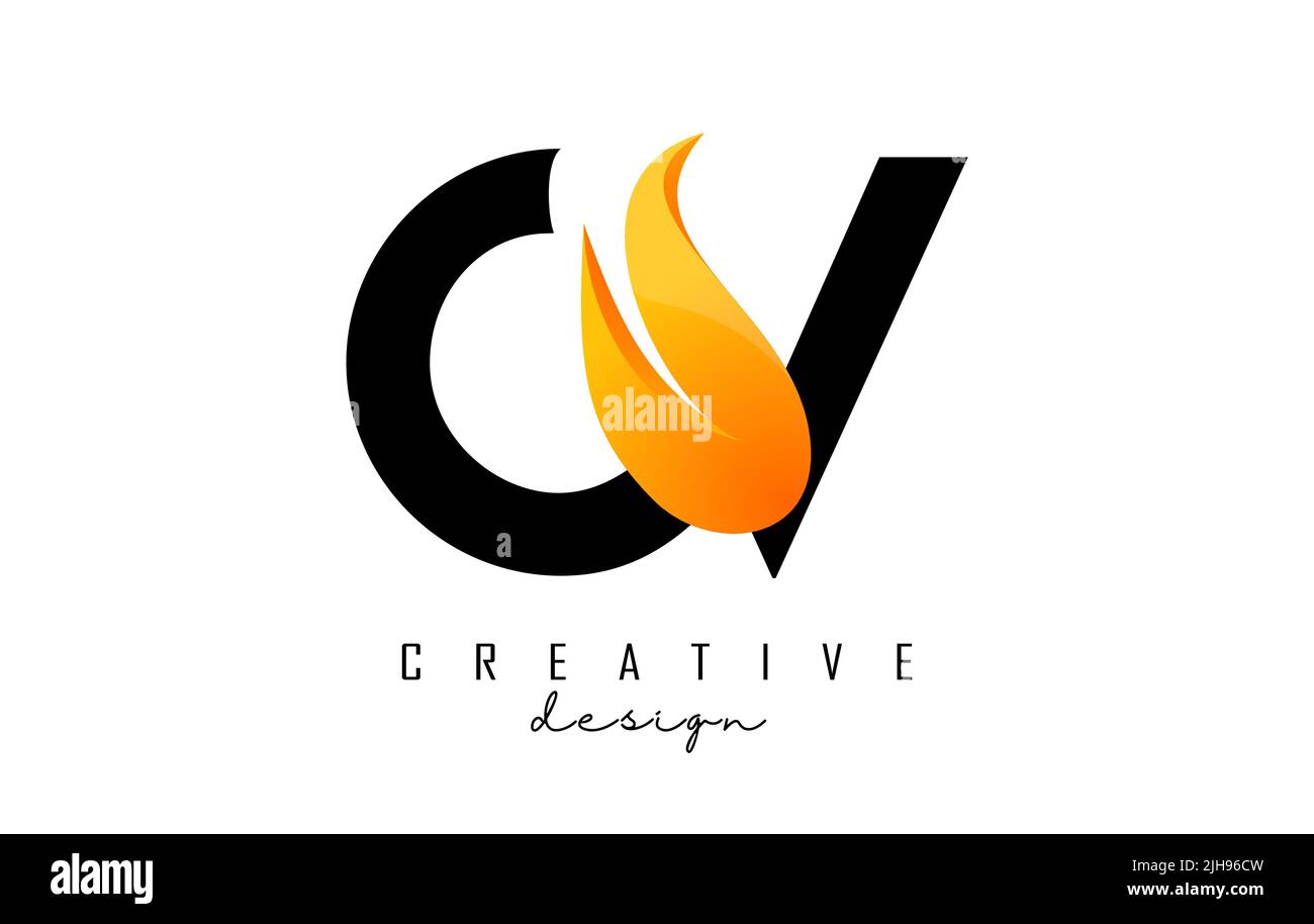 vector-illustration-of-abstract-letters-cv-c-v-with-fire-flames-and