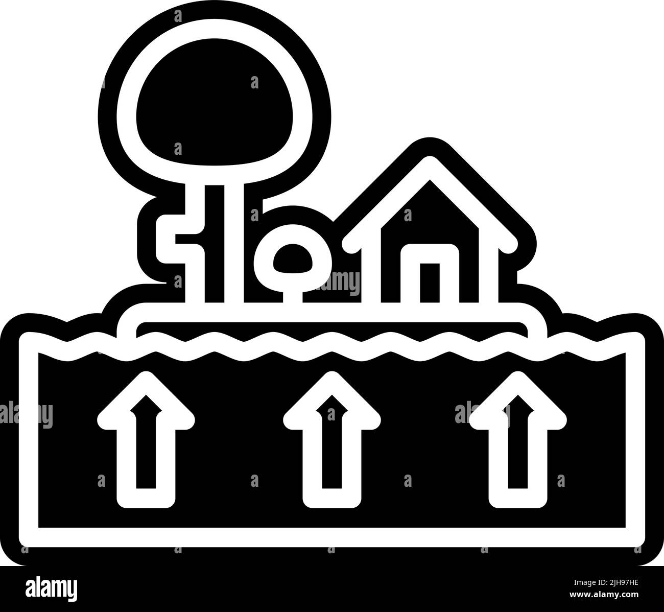 Weather flooded house . Stock Vector