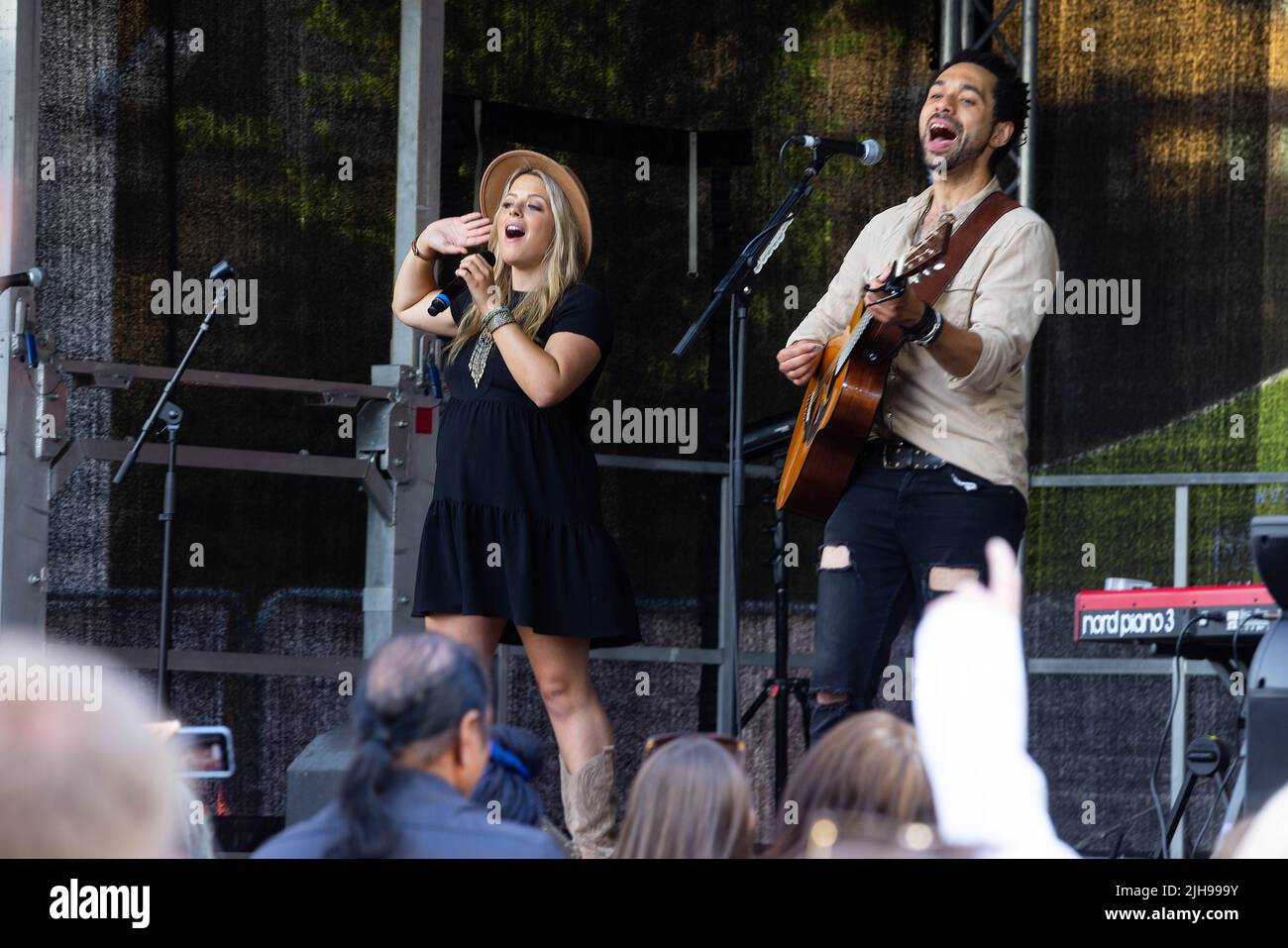 EDITORIAL USE ONLY The Shires perform to crowds during the annual International Busking Day event at Wembley Park, London. Picture date: Saturday July 16, 2022. Stock Photo