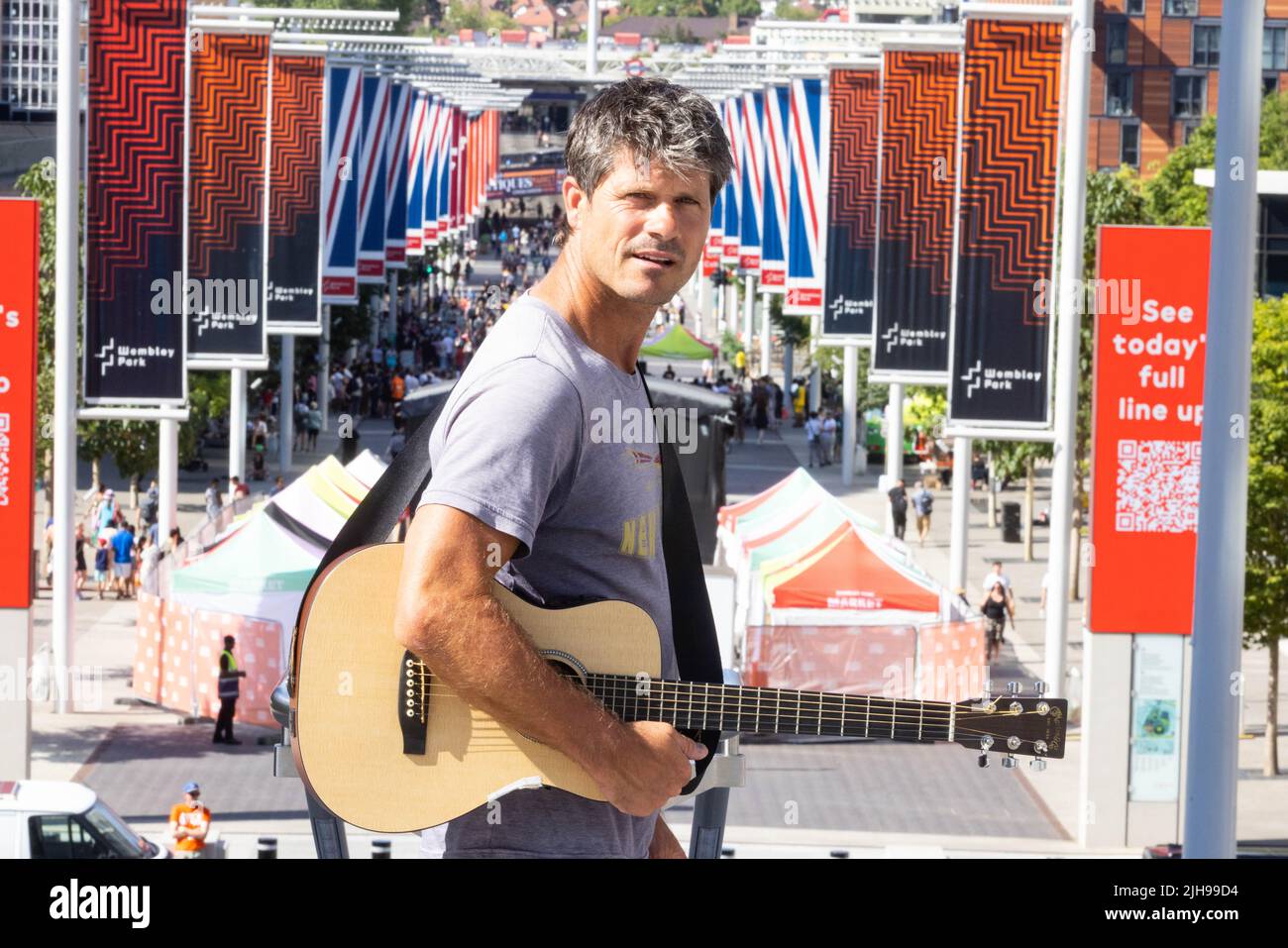 EDITORIAL USE ONLY Seth Lakeman at the annual International Busking Day event at Wembley Park, London. Picture date: Saturday July 16, 2022. Stock Photo