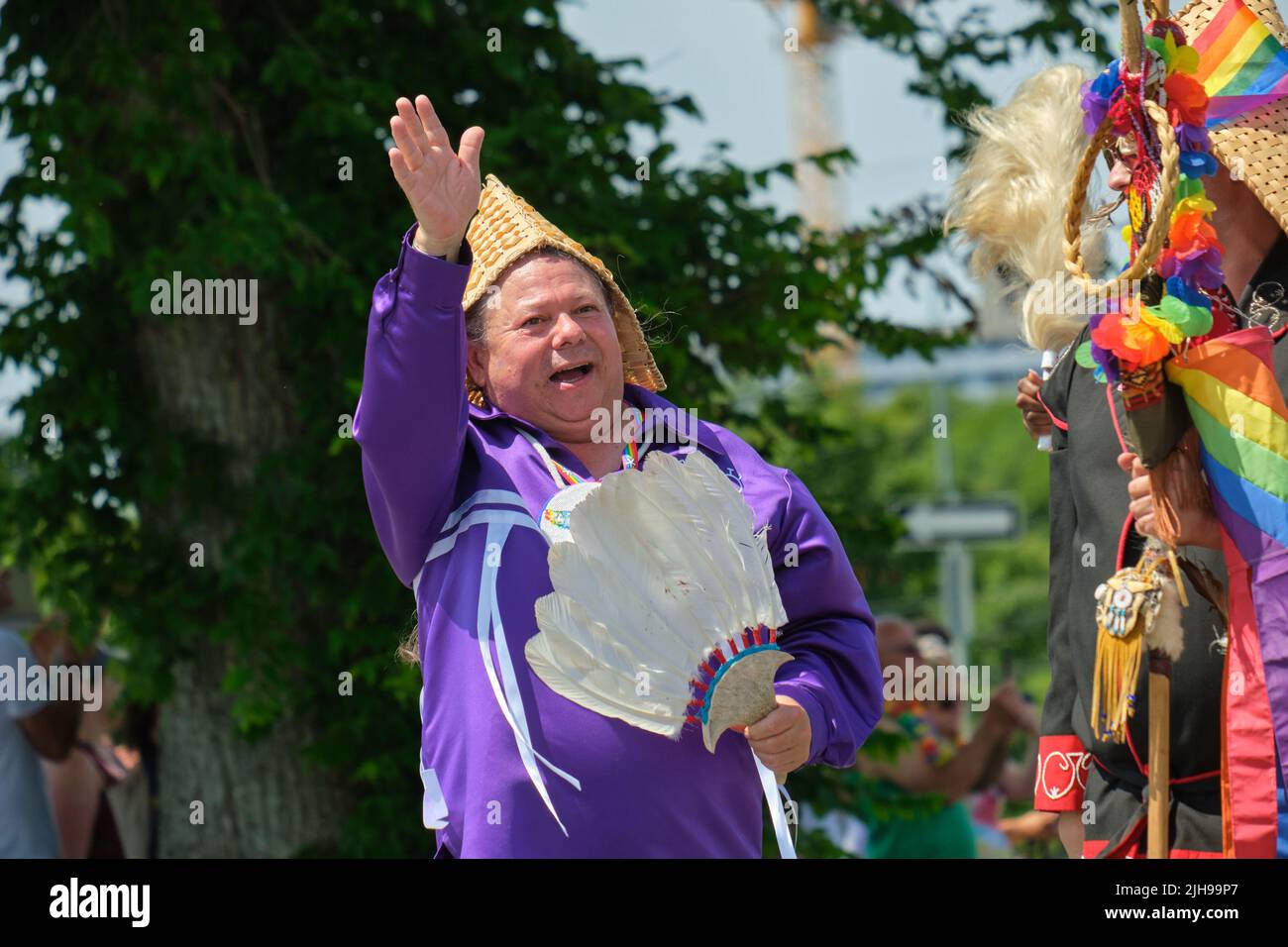 Halifax, Canada. July 16th, 2022. Tuma Young QC, this year's Pride Ambassador, opens of the 2022 Halifax Pride Parade. The Parade returns through the street of the city after two years absence. Credit: meanderingemu/Alamy Live News Stock Photo