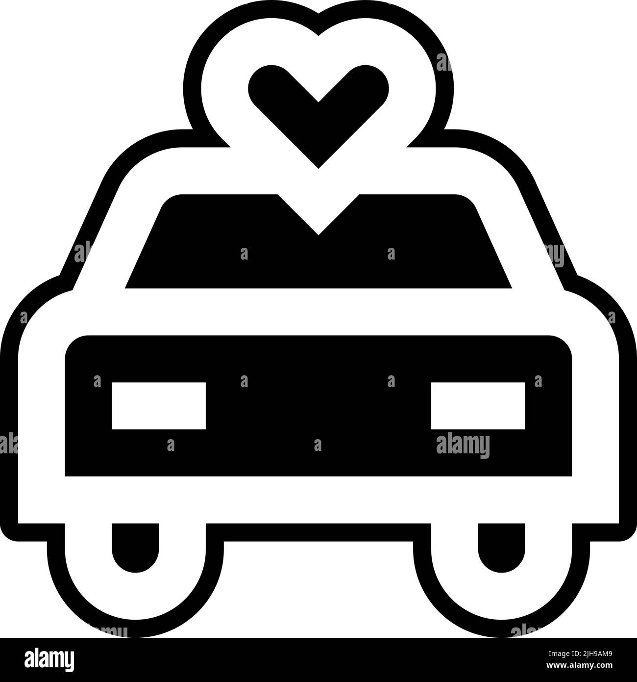 wedding car clipart black and white hearts