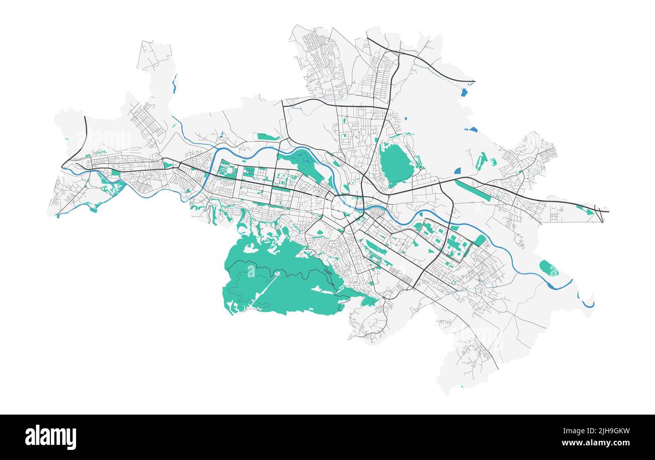 Skopje vector map. Detailed map of Skopje city administrative area 