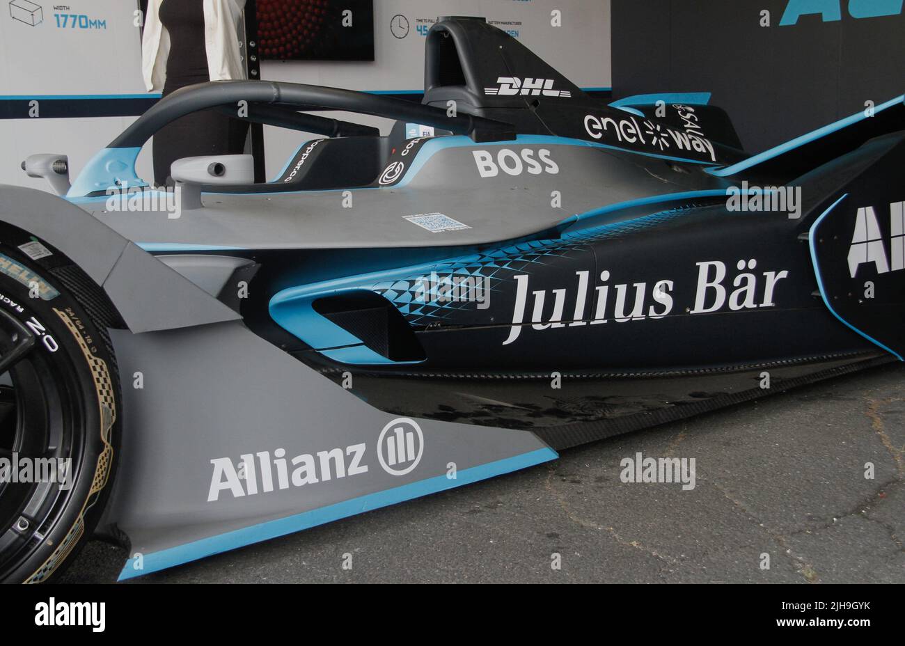 New York, USA, USA. 16th July, 2022. (SPO) The 2022 NYC Formula E-PRIX-General View. July 16, 2022, New York, USA: The general view of the 2022 New York City Formula E -Prix which is taking place from Friday (15) till Sunday (17) at FIA Brooklyn street circuit-New York. People had to make a long line to buy food, get access to play the games. It was really crowded despite a little rainfall. Credit: Niyi Fote /TheNews2 (Credit Image: © Niyi Fote/TheNEWS2 via ZUMA Press Wire) Stock Photo