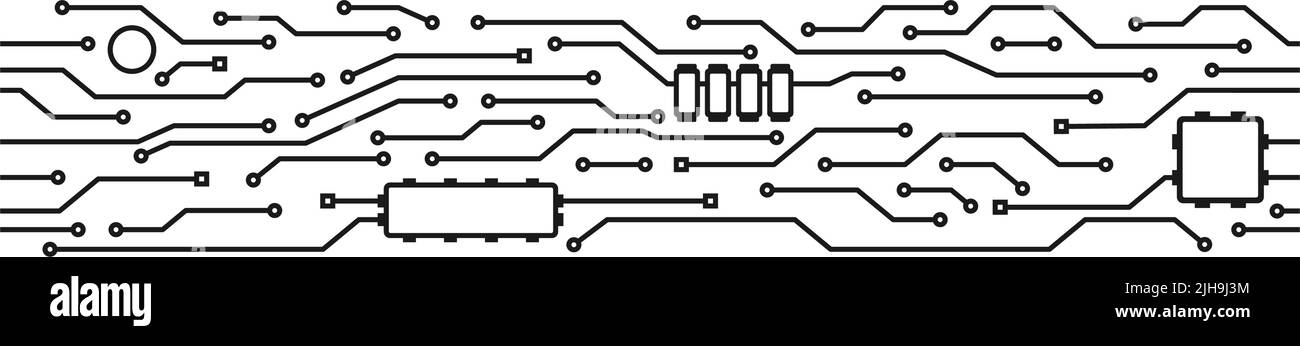 Technology banner of a circuit board as a repeating pattern line vector Stock Vector