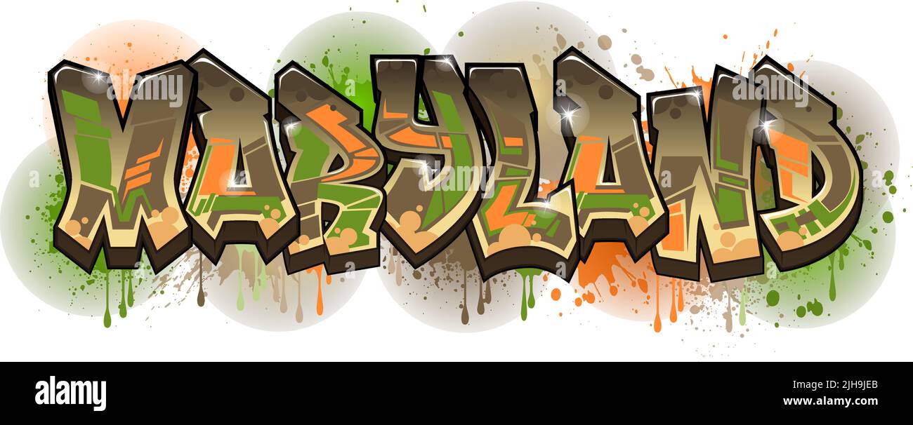 Graffiti Styled Vector Graphics Design - The State of Maryland Stock Vector
