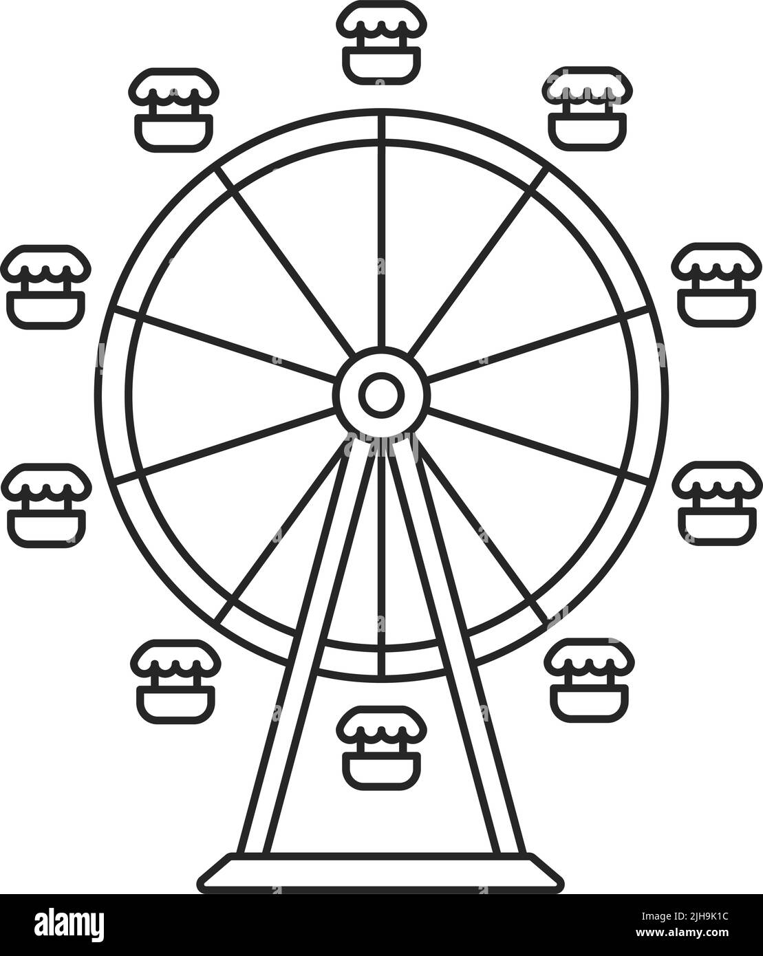 Ferris wheel for a fair or amusement park ride as a simple outline vector icon Stock Vector