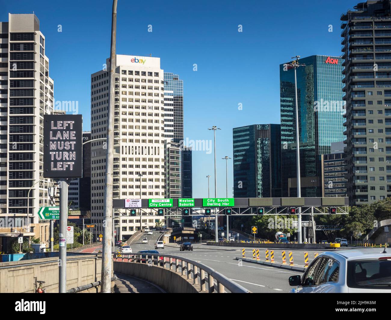 The Cahill Expressway leading off  the Sydney Harbour Bridge. Stock Photo
