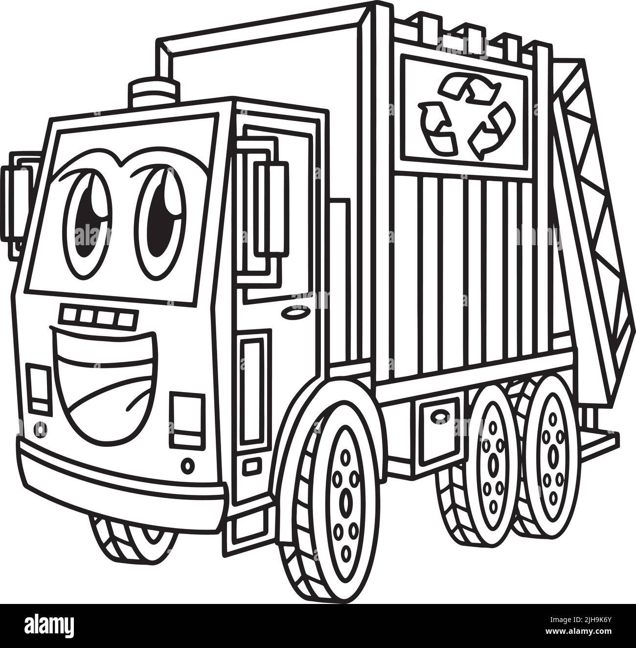 Coloring page garbage truck Black - Garbage Truck With Face Vehicle Coloring Page 2JH9K6Y