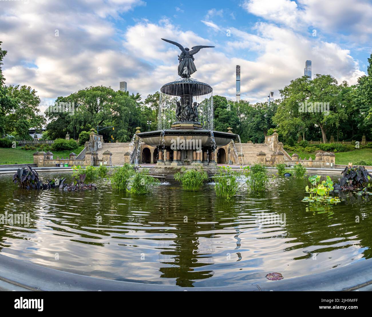 Central Park in New York City. Bethesda Terrace and Bethesda Fountain.  Editorial Image - Image of center, empty: 178120710