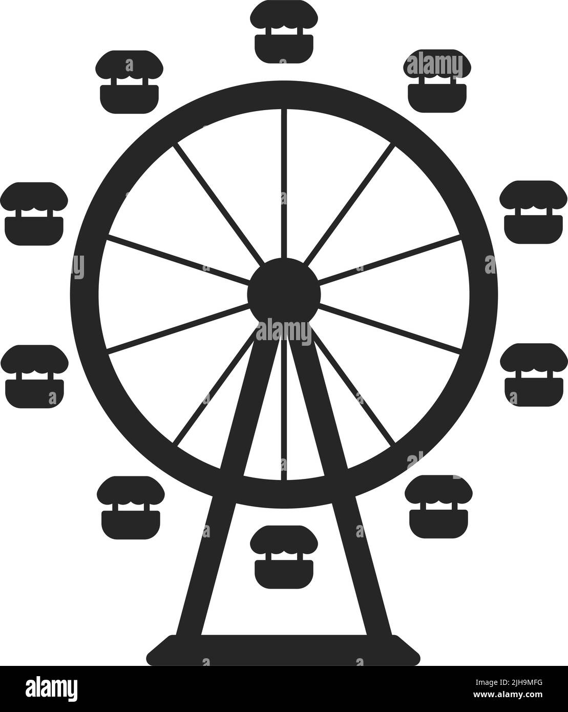 Ferris wheel for a fair or amusement park ride as a simple silhouette vector icon Stock Vector