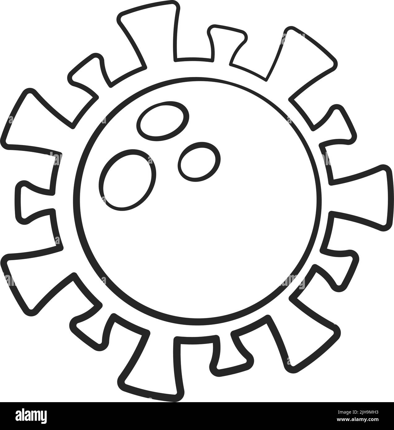 Health risk symbol of a virus or bacteria as a vector line drawing Stock Vector
