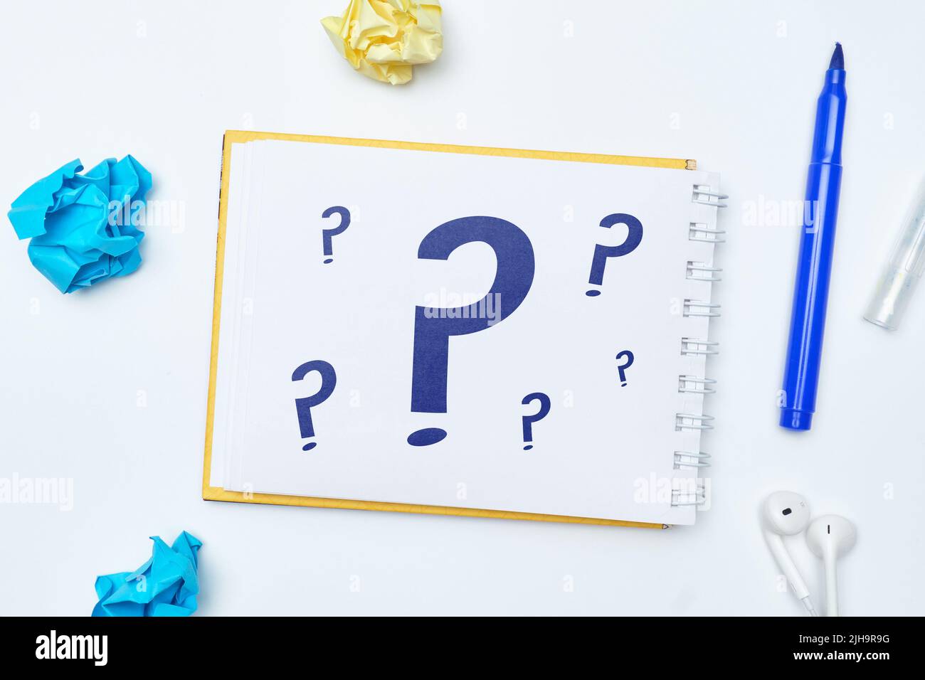 Question mark concept or FAQ. Sign in notepad Stock Photo Alamy