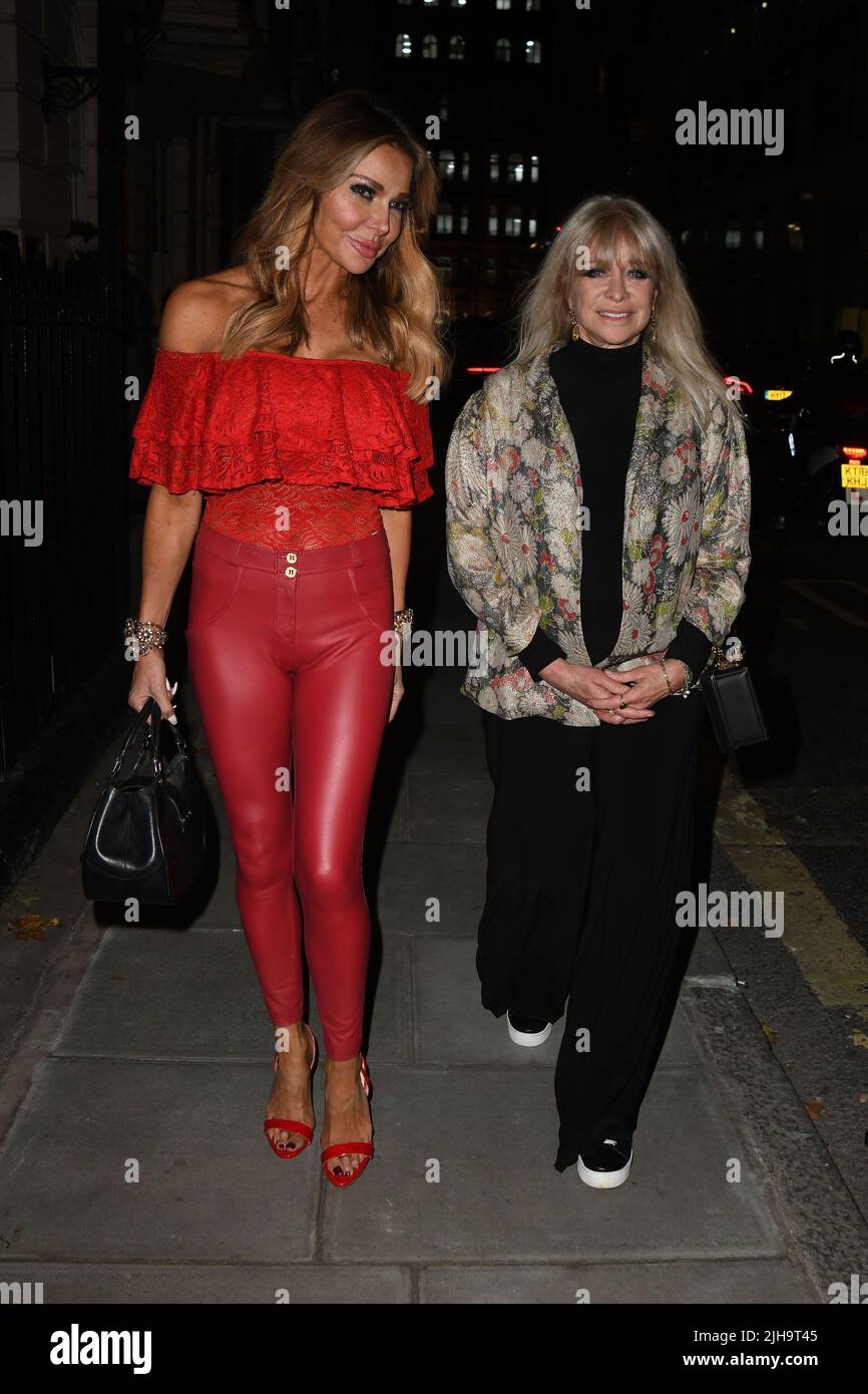 Celebrities at the Langan's Brasserie reopening party in London, United Kingdom Featuring: Lizzie Cundy, Jo Wood Where: London, United Kingdom When: 28 Oct 2021 Credit: Chris Saxon/WENN Stock Photo