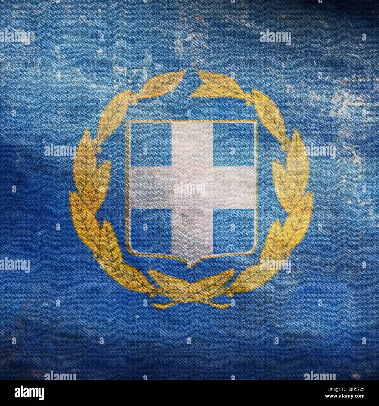 Top view of retro flag the President Greece with grunge texture. Greek