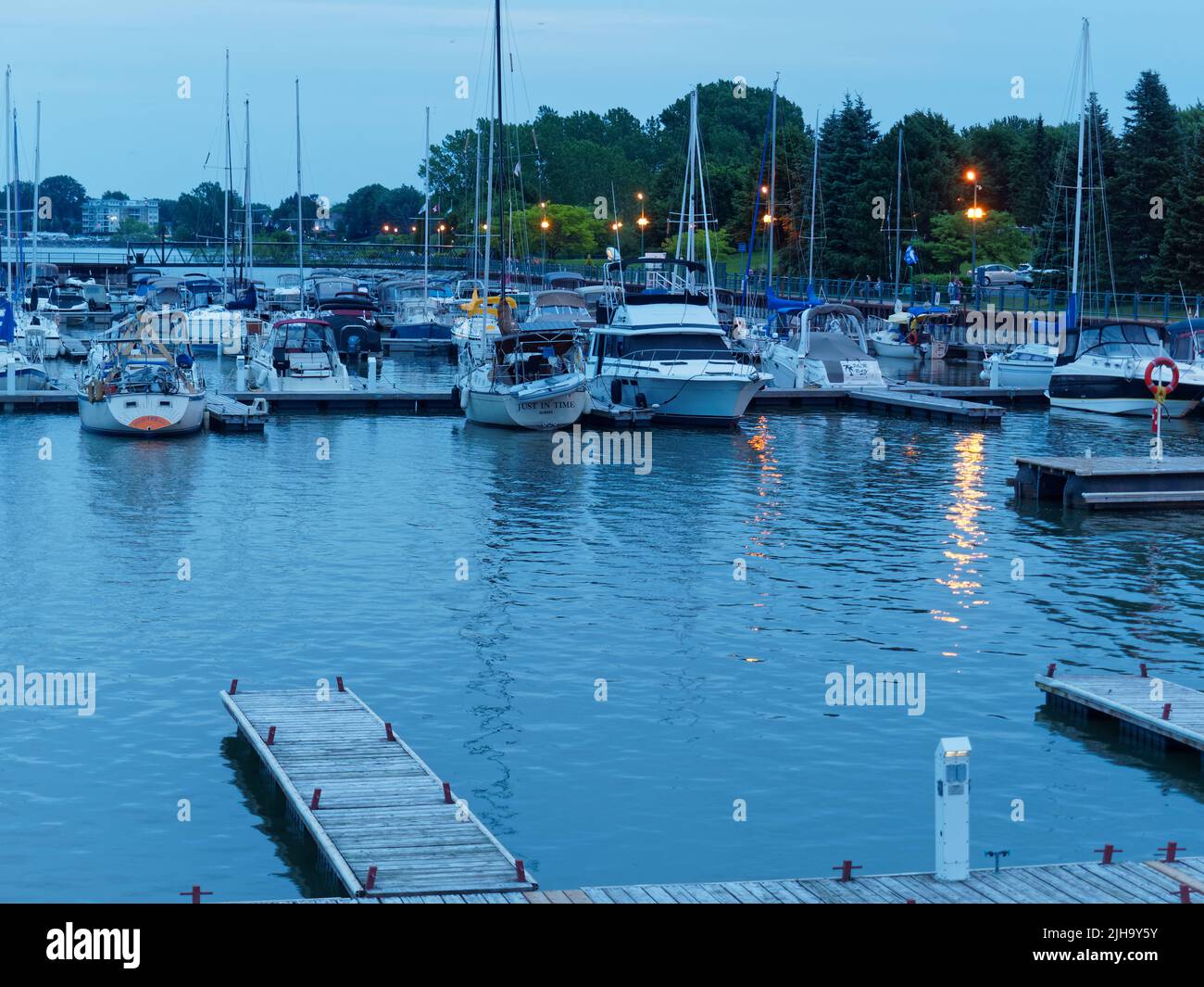 Boats docked at the Marina Saurel in Sorel, Quebec, Canada Stock Photo