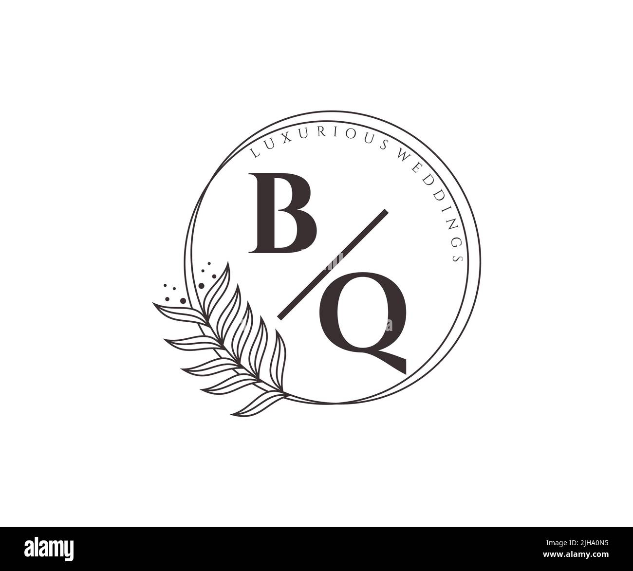 BQ Initials letter Wedding monogram logos template, hand drawn modern ...