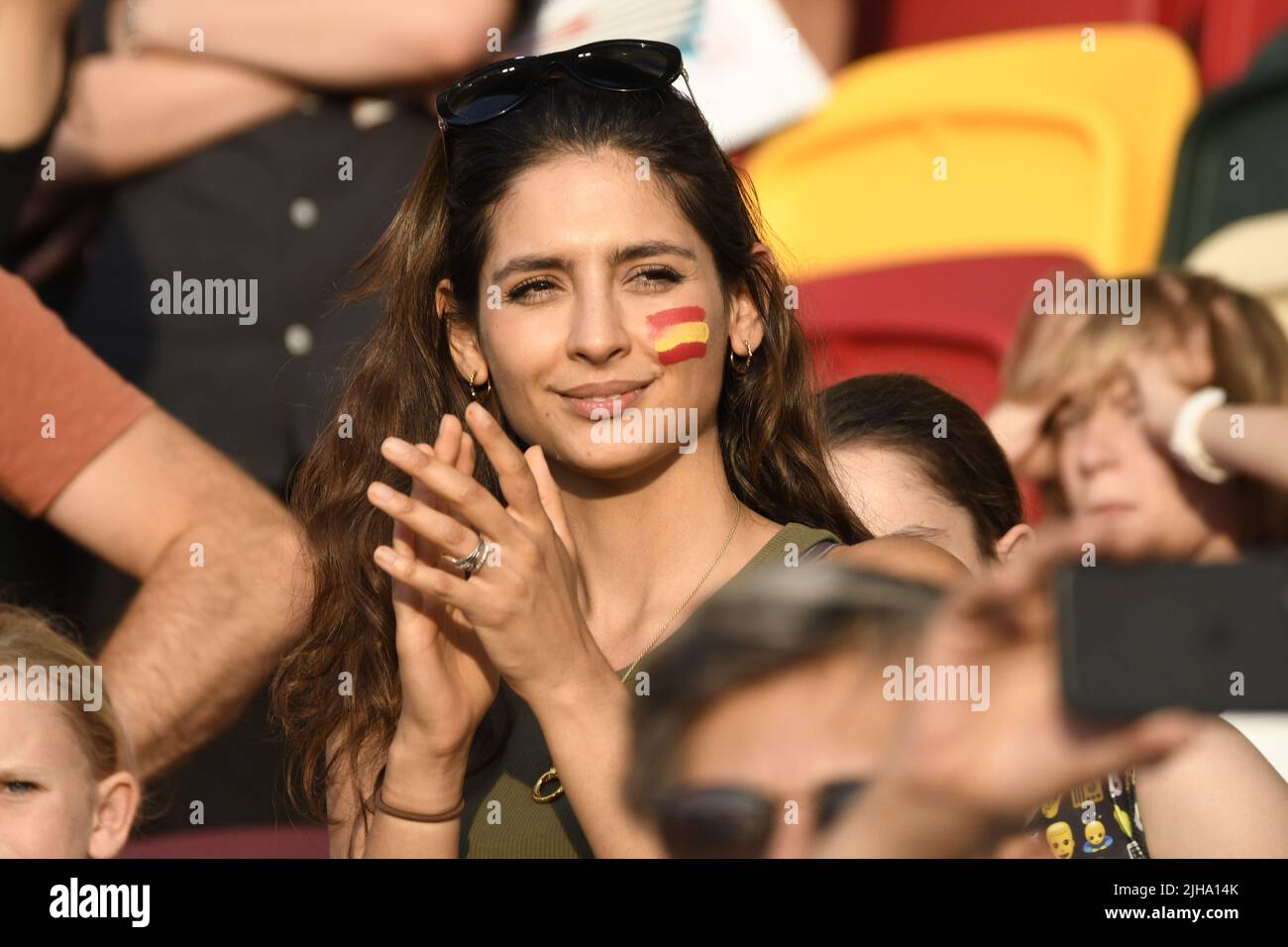 London, UK. 16th July, 2022. Supporters (Spain Women) during the Uefa Women s Euro England 2022 match between Denmark 0-1 Spain at Brentford Community Stadium on July 16 2022 in London England. Credit: Maurizio Borsari/AFLO/Alamy Live News Stock Photo