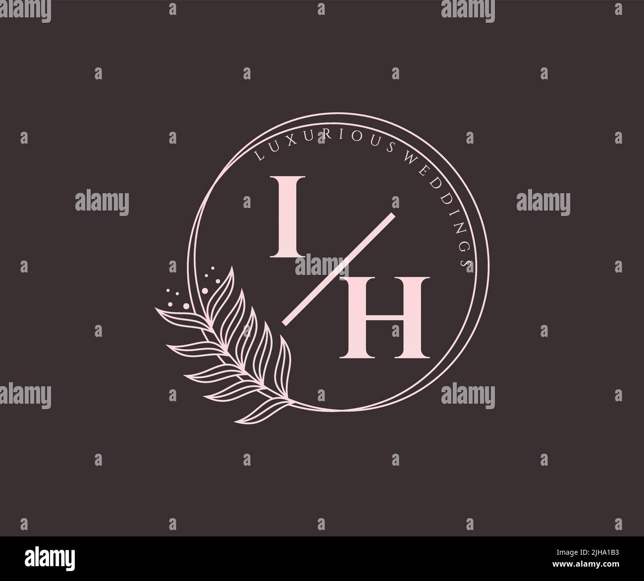 IH Initials letter Wedding monogram logos template, hand drawn modern minimalistic and floral templates for Invitation cards, Save the Date, elegant Stock Vector