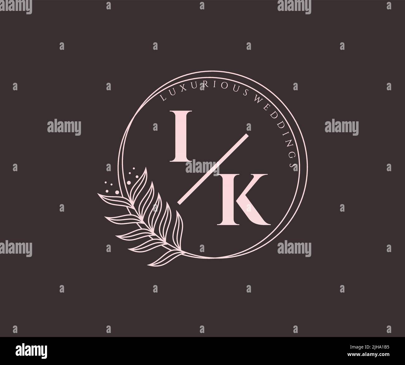 IK Initials letter Wedding monogram logos template, hand drawn modern minimalistic and floral templates for Invitation cards, Save the Date, elegant Stock Vector