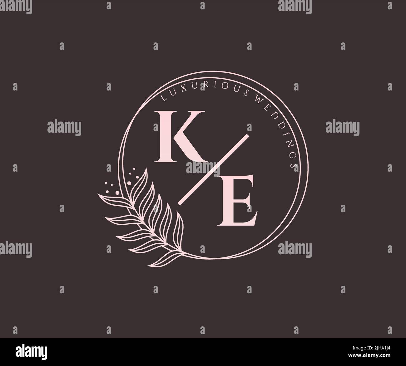 Ke Intials KE Initials letter Wedding monogram logos template, hand drawn modern ...