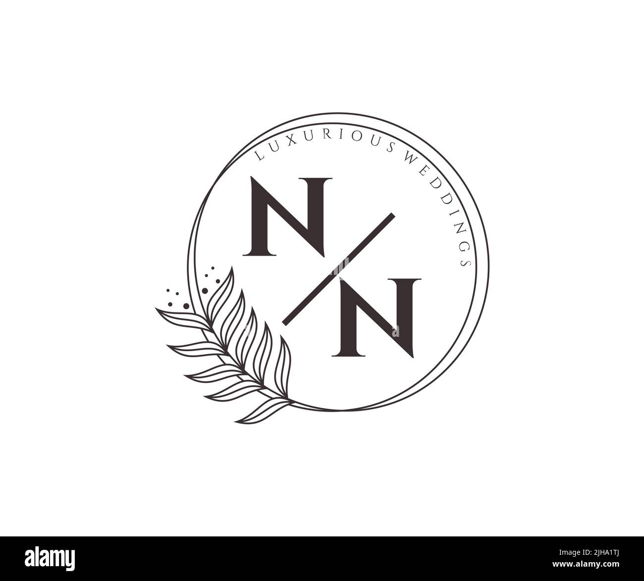 NN Initials letter Wedding monogram logos template, hand drawn modern minimalistic and floral templates for Invitation cards, Save the Date, elegant Stock Vector