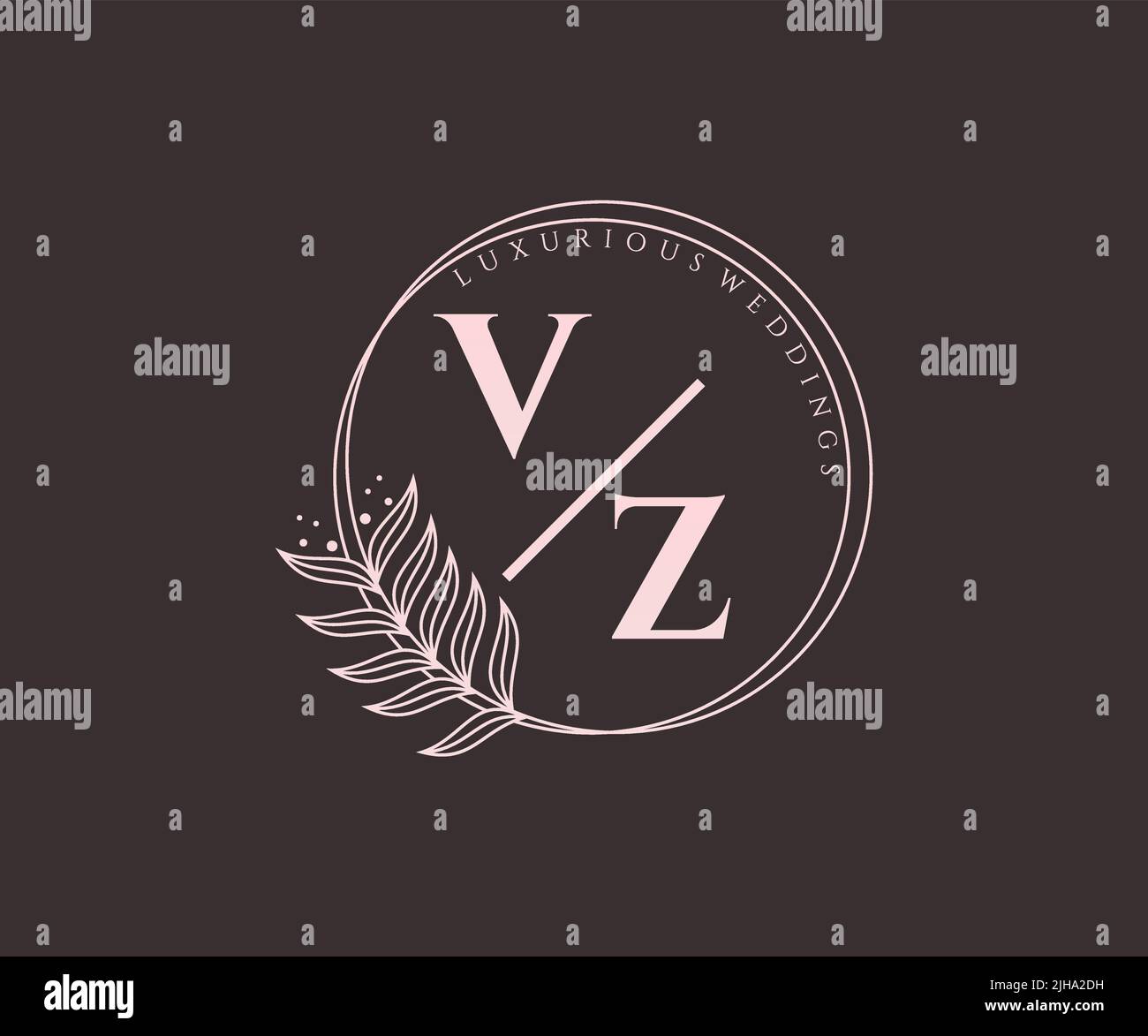 VZ Initials letter Wedding monogram logos template, hand drawn modern
