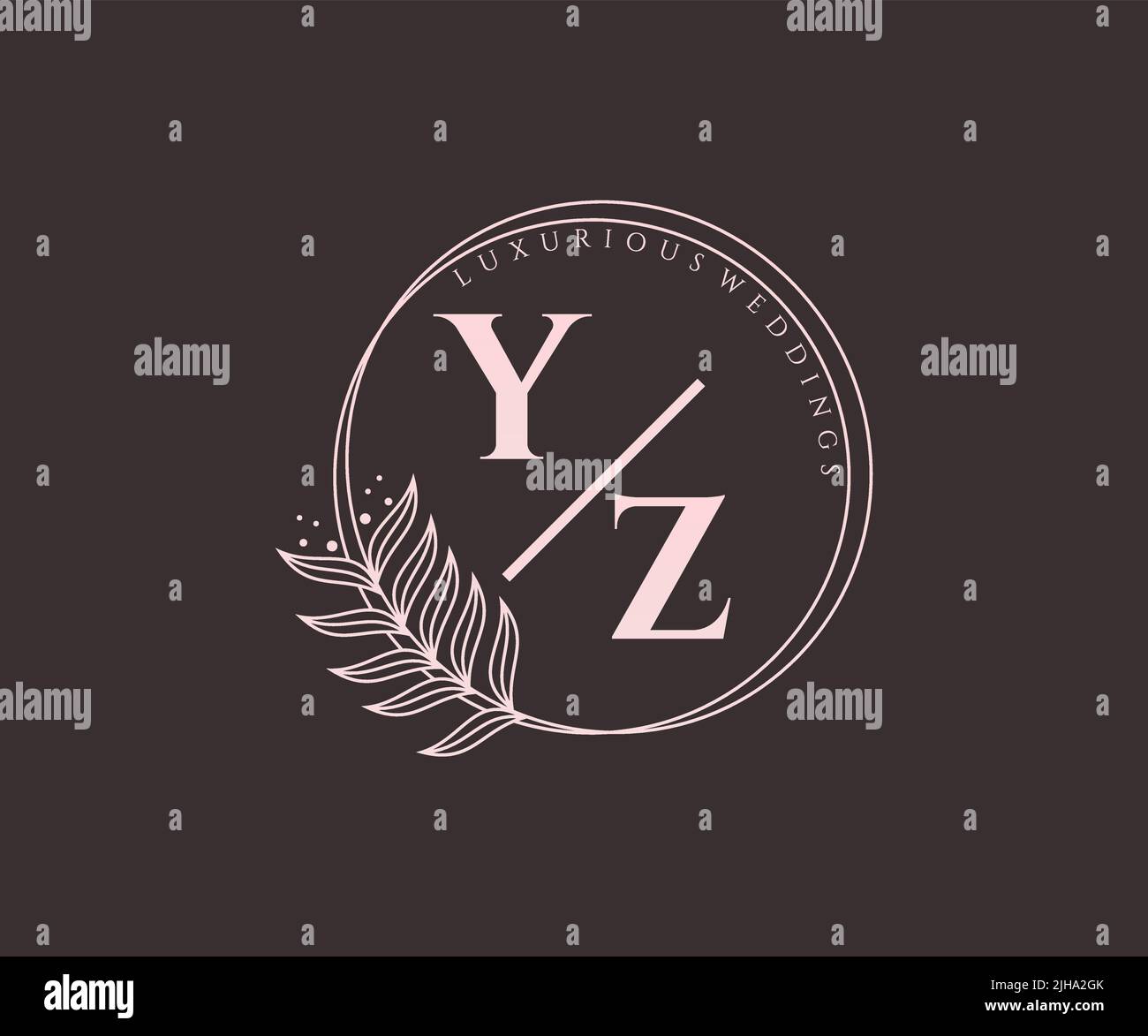 YZ Initials letter Wedding monogram logos template, hand drawn modern minimalistic and floral templates for Invitation cards, Save the Date, elegant Stock Vector