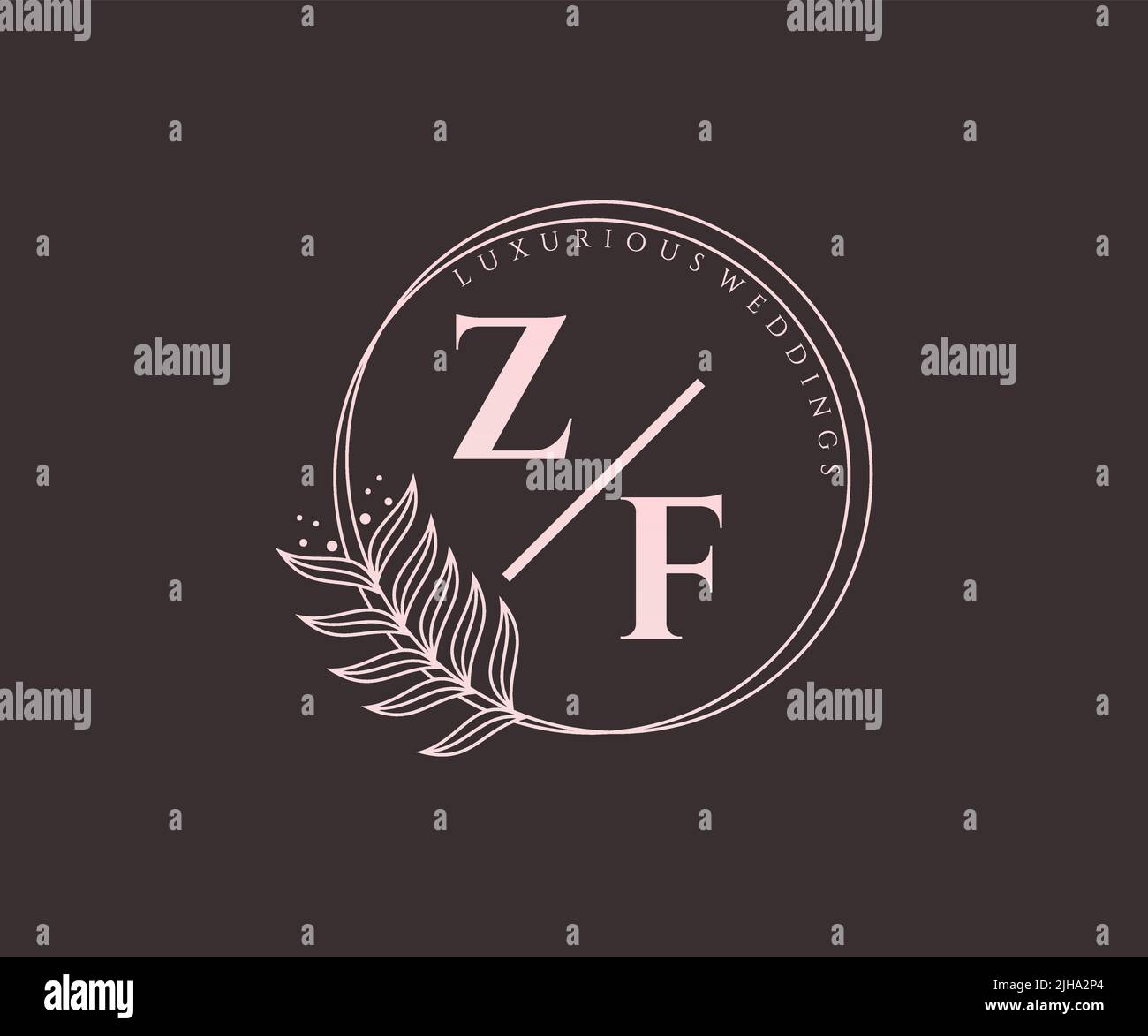 ZF Initials letter Wedding monogram logos template, hand drawn modern minimalistic and floral templates for Invitation cards, Save the Date, elegant Stock Vector