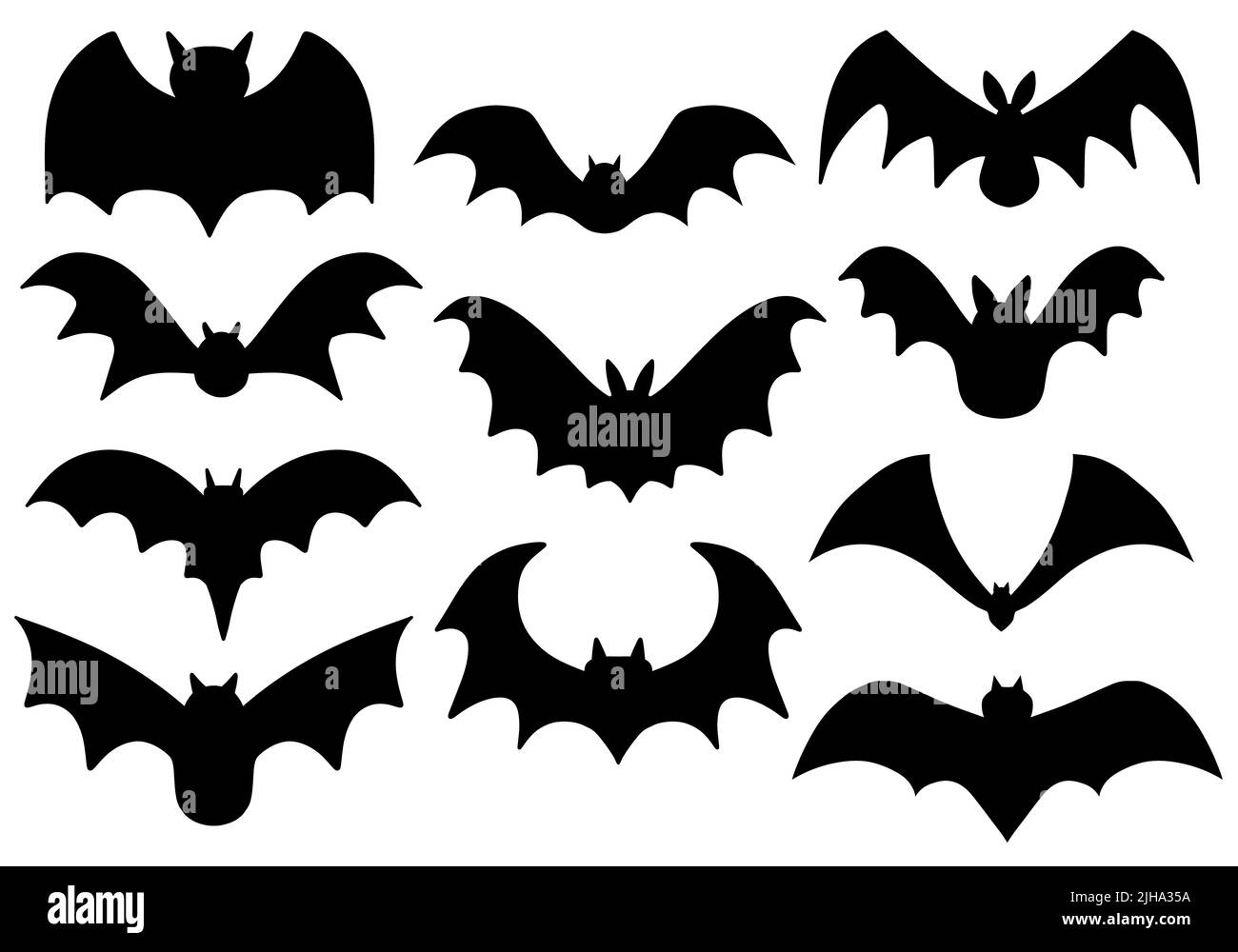 Set with Halloween bats for stickers and cards and gifts and fabrics and hobbies and wrapping paper. High quality photo Stock Photo