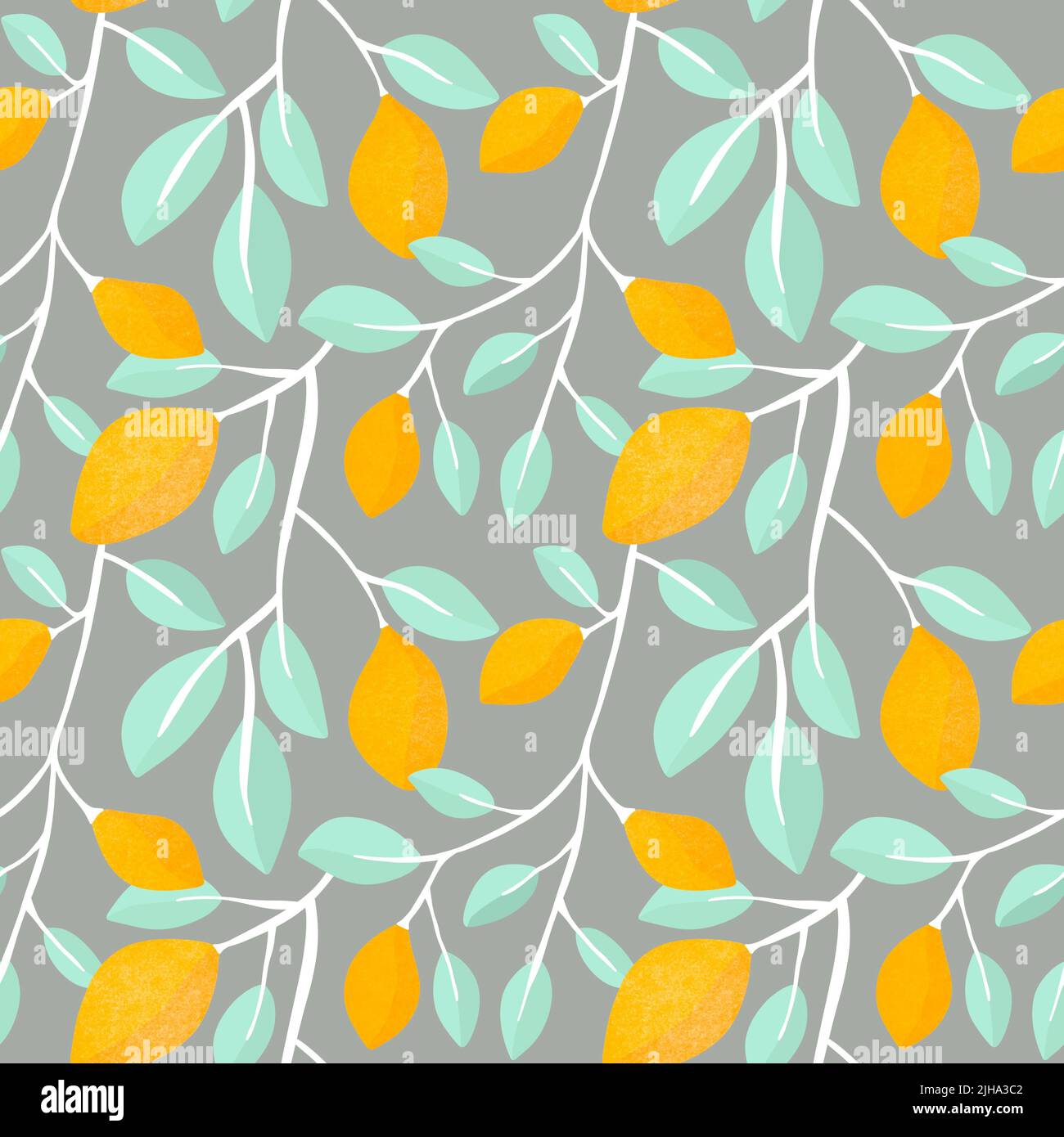 Summer citrus seamless lemon and leaves pattern for clothes print and ...