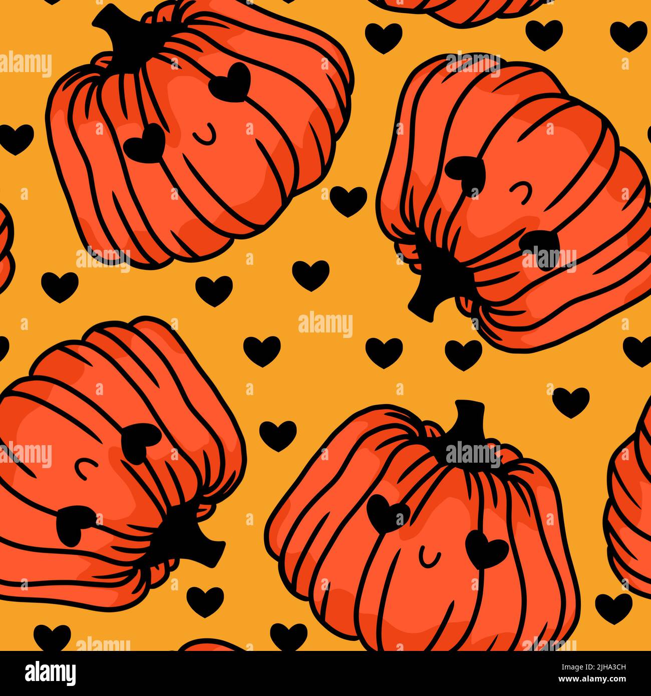 Cute cartoon Halloween seamless kawaii pumpkins pattern for kids and ...