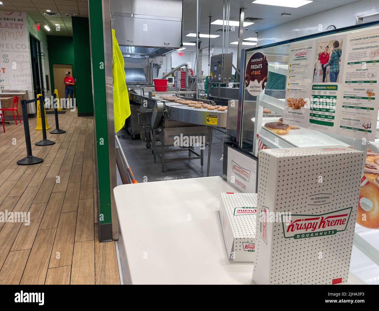 The production line for Krispy Kreme donuts Stock Photo Alamy