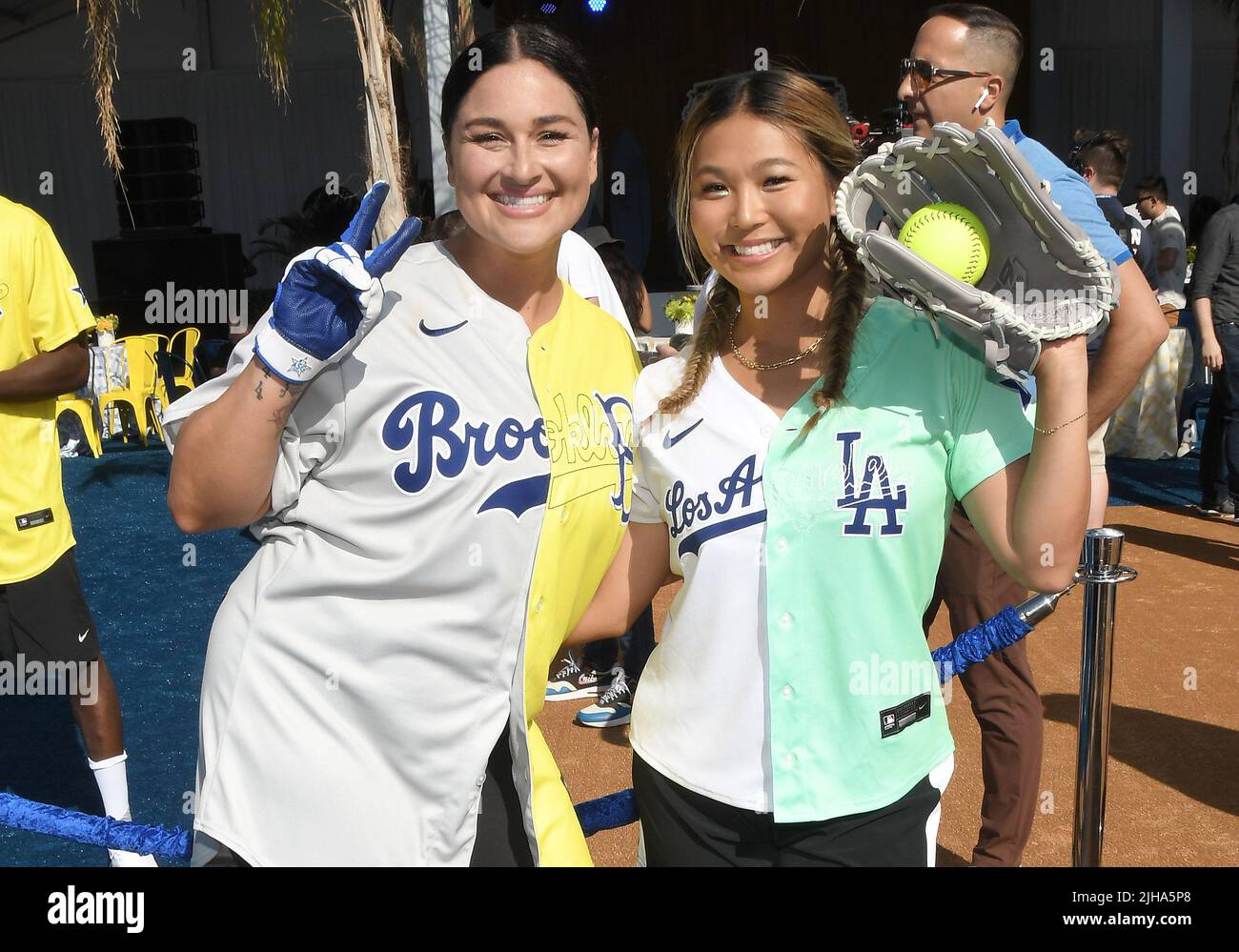 L-R) Lauren Chamberlain and Chloe Kim at the 2022 MLB All-Star