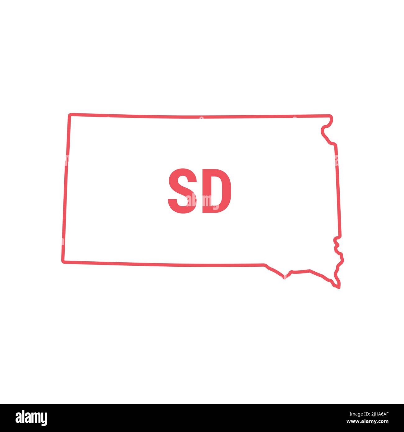 South Dakota US state map red outline border. illustration isolated on ...