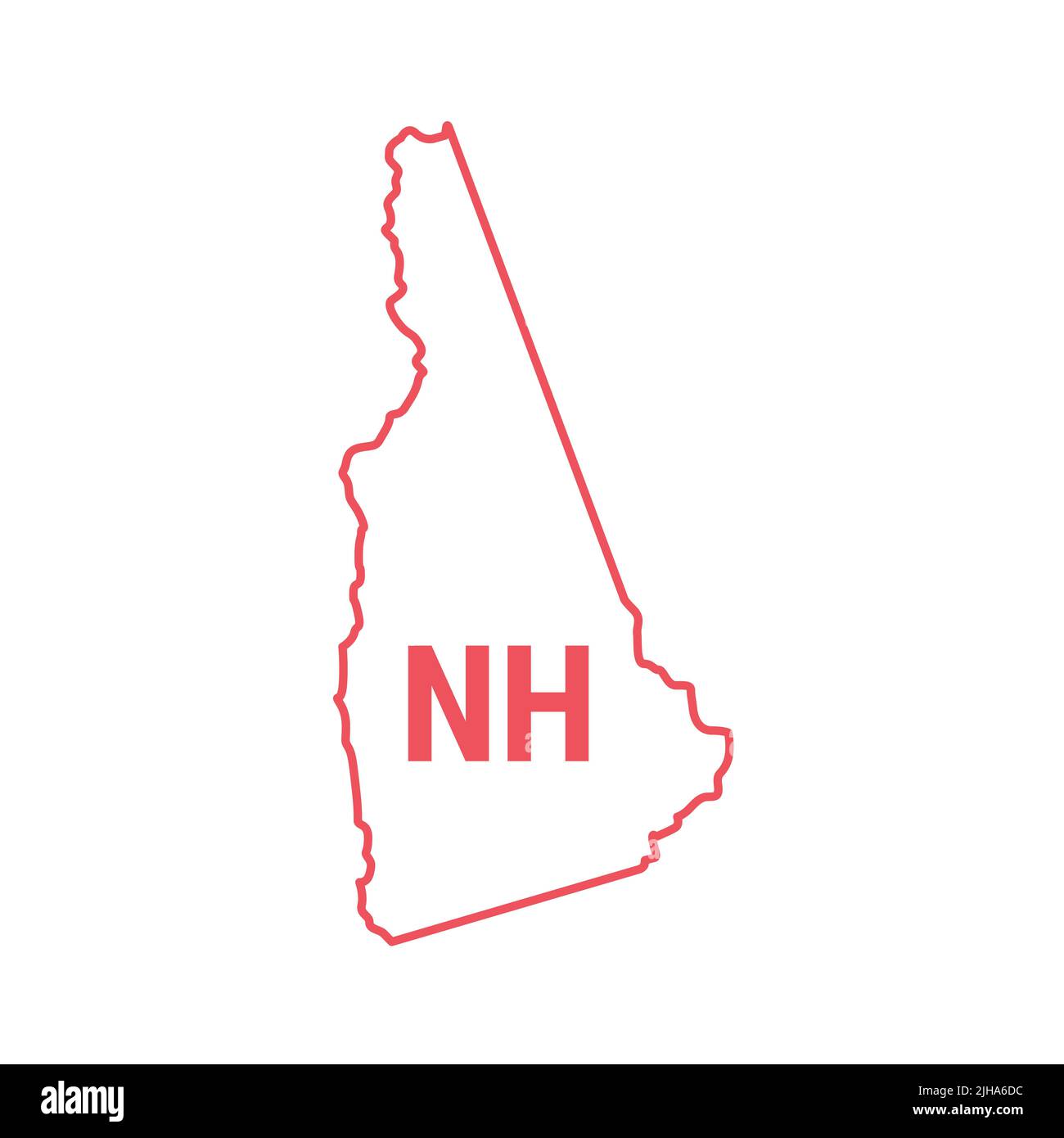New Hampshire US state map red outline border. illustration isolated on