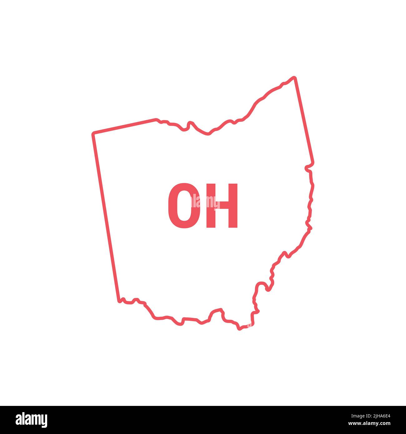 Ohio US state map red outline border. illustration isolated on white