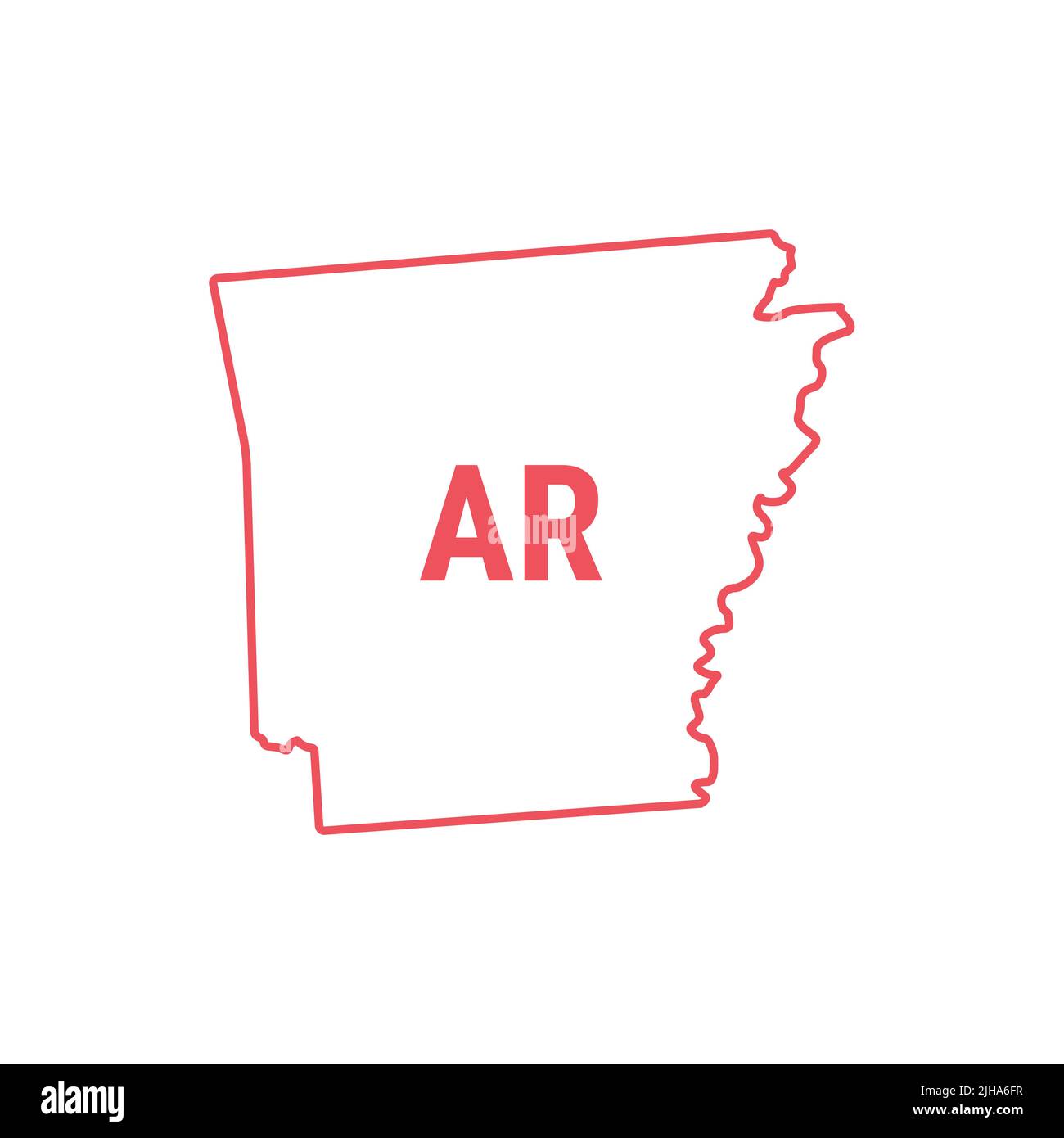 Arkansas US state map red outline border. illustration isolated on