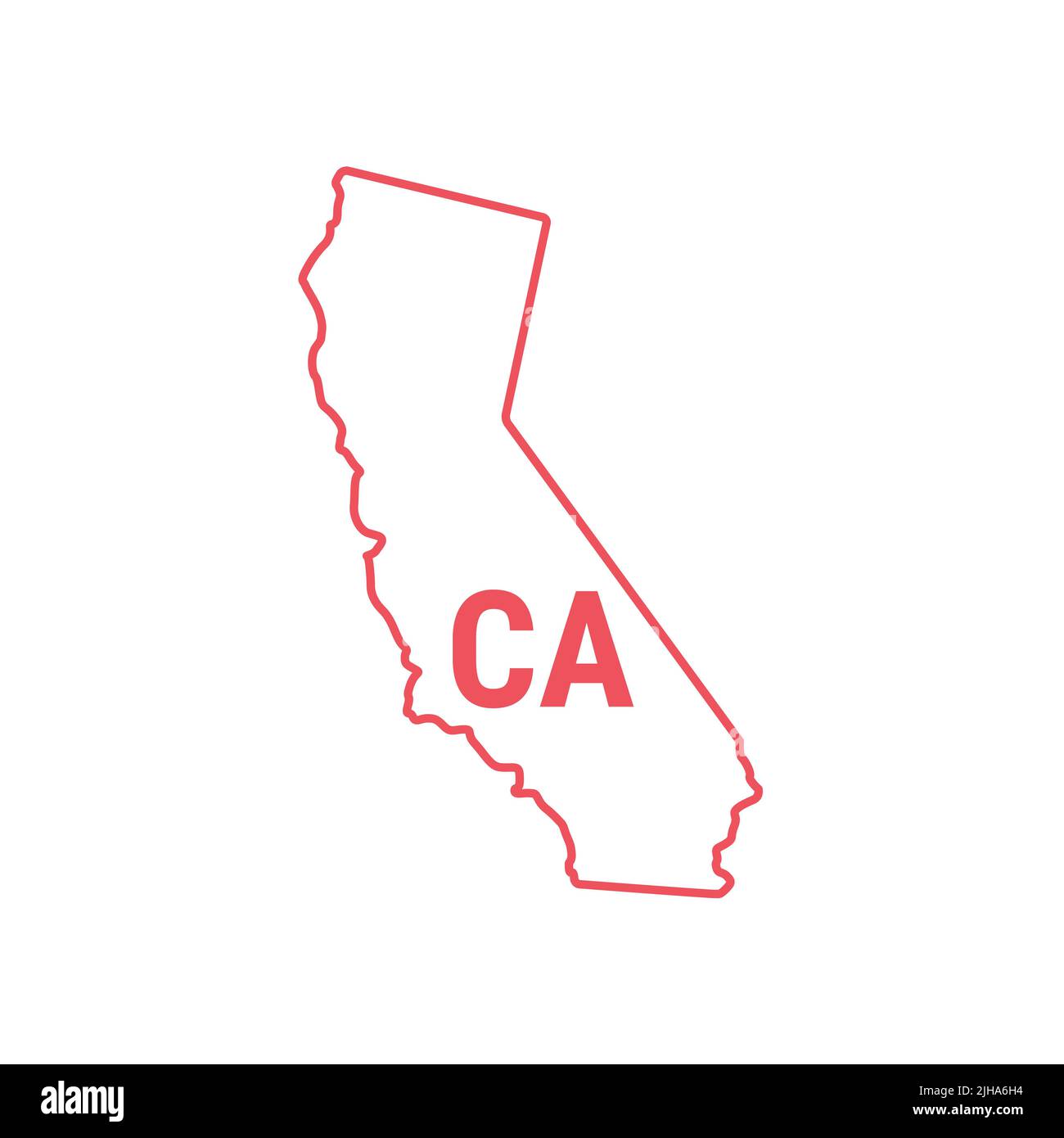 California US state map red outline border. illustration isolated on